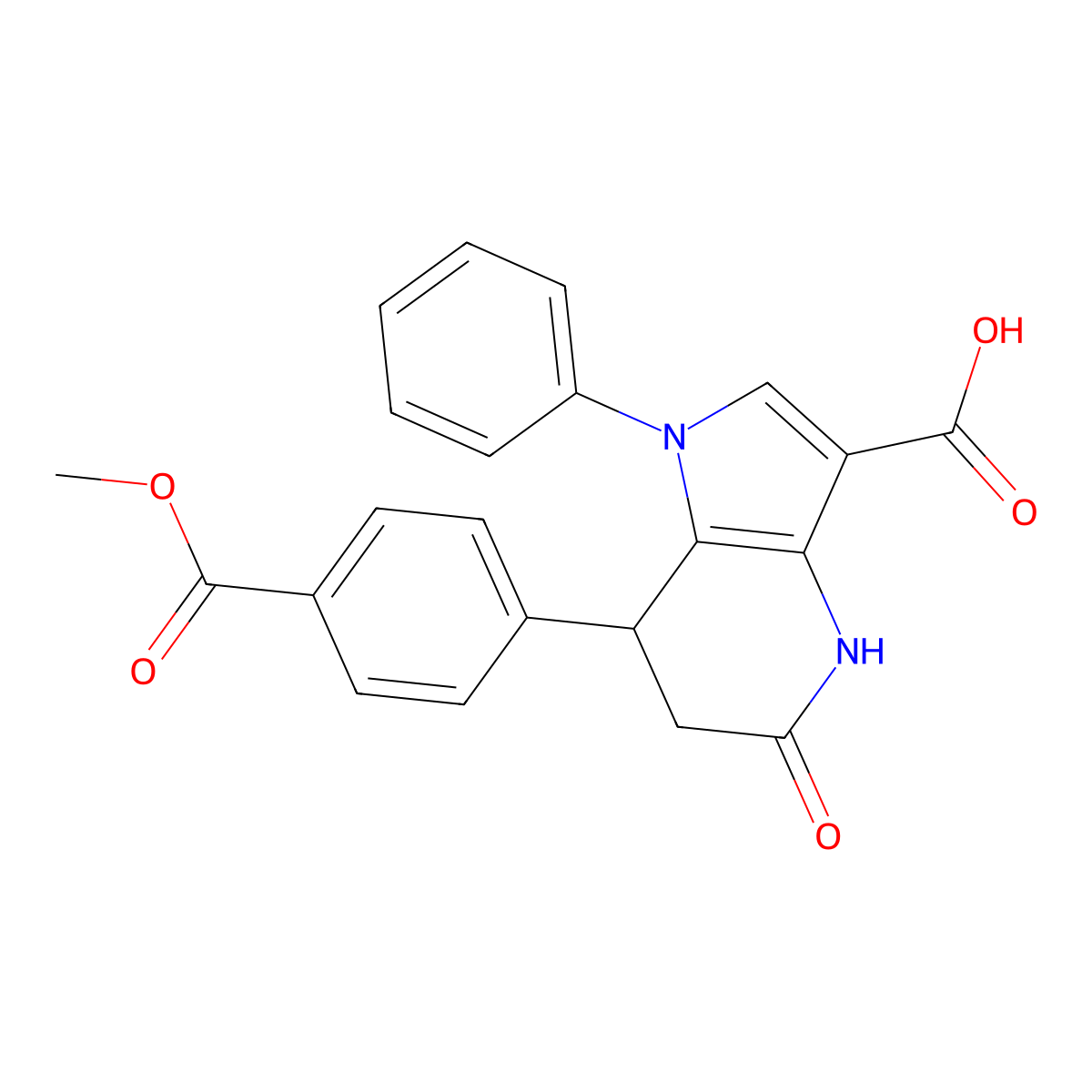 4,5,6,7-Tetrahydro-7-[4-(methoxycarbonyl)phenyl]-5-oxo-1-phenyl-1H-pyrrolo[3,2-b]pyridine-3-carboxylic acid molecular structure, CAS 1219584-95-8