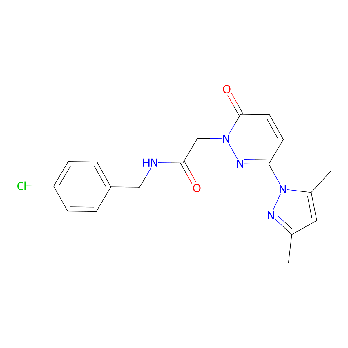 N-(4-chlorobenzyl)-2-(3-(3,5-dimethyl-1H-pyrazol-1-yl)-6-oxopyridazin-1(6H)-yl)acetamide molecular structure, CAS 1219585-30-4