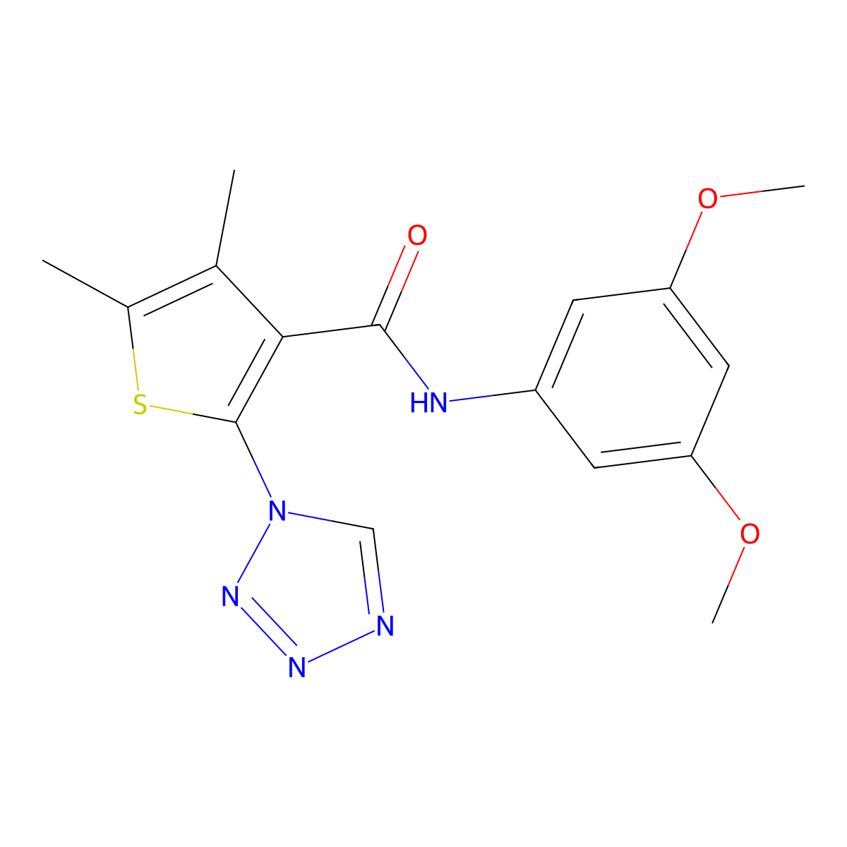 N-(3,5-dimethoxyphenyl)-4,5-dimethyl-2-(1H-tetrazol-1-yl)thiophene-3-carboxamide molecular structure, CAS 1219585-32-6