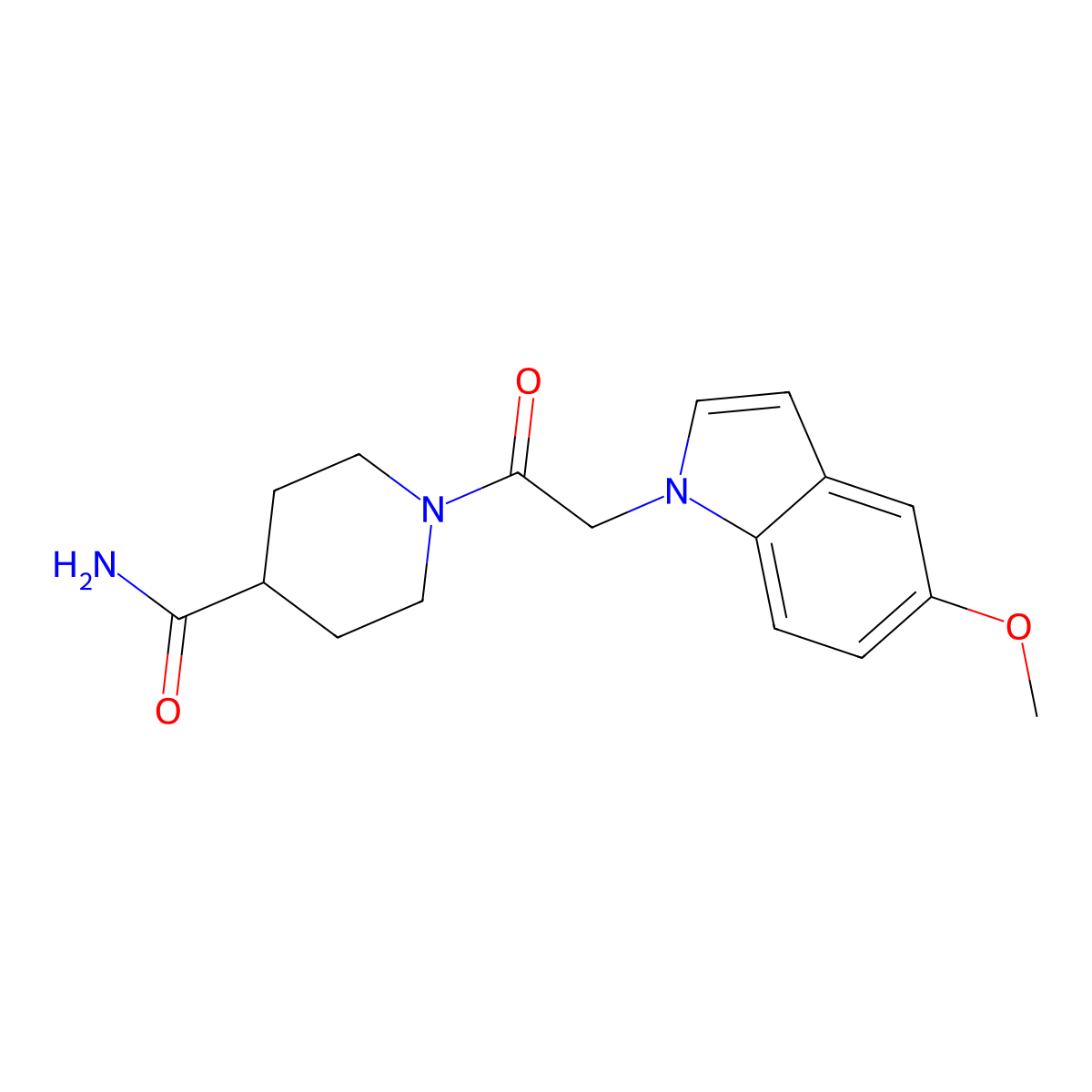 1-[(5-methoxy-1H-indol-1-yl)acetyl]piperidine-4-carboxamide molecular structure, CAS 1219585-35-9