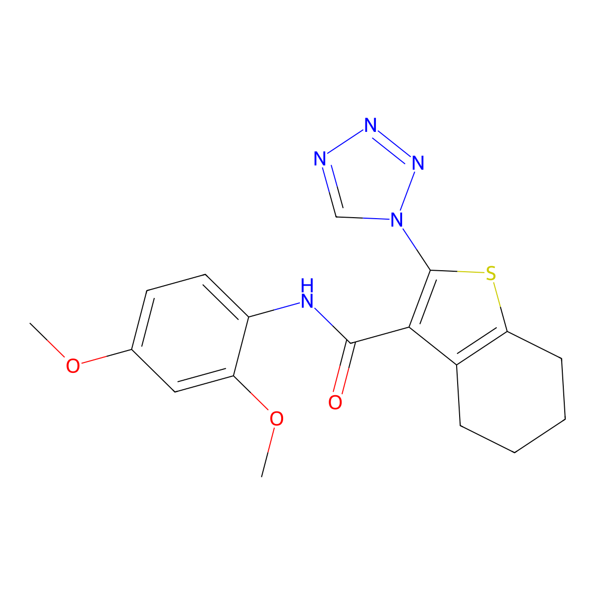 N-(2,4-dimethoxyphenyl)-2-(1H-tetrazol-1-yl)-4,5,6,7-tetrahydro-1-benzothiophene-3-carboxamide molecular structure, CAS 1219585-40-6
