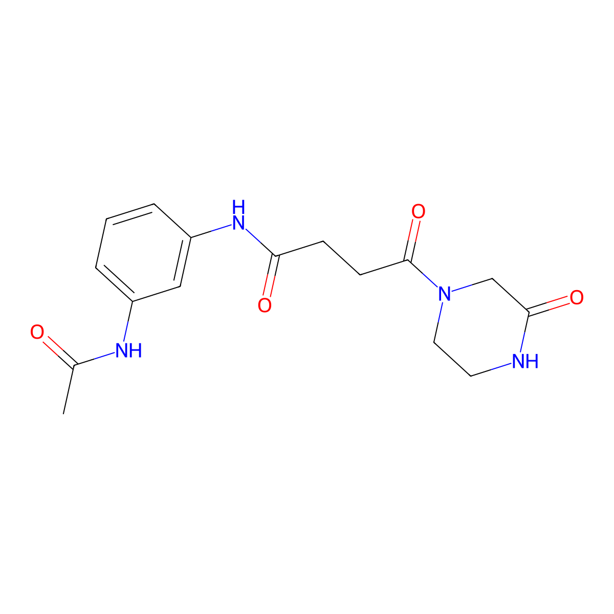 N-[3-(acetylamino)phenyl]-4-oxo-4-(3-oxopiperazino)butanamide molecular structure, CAS 1219585-57-5