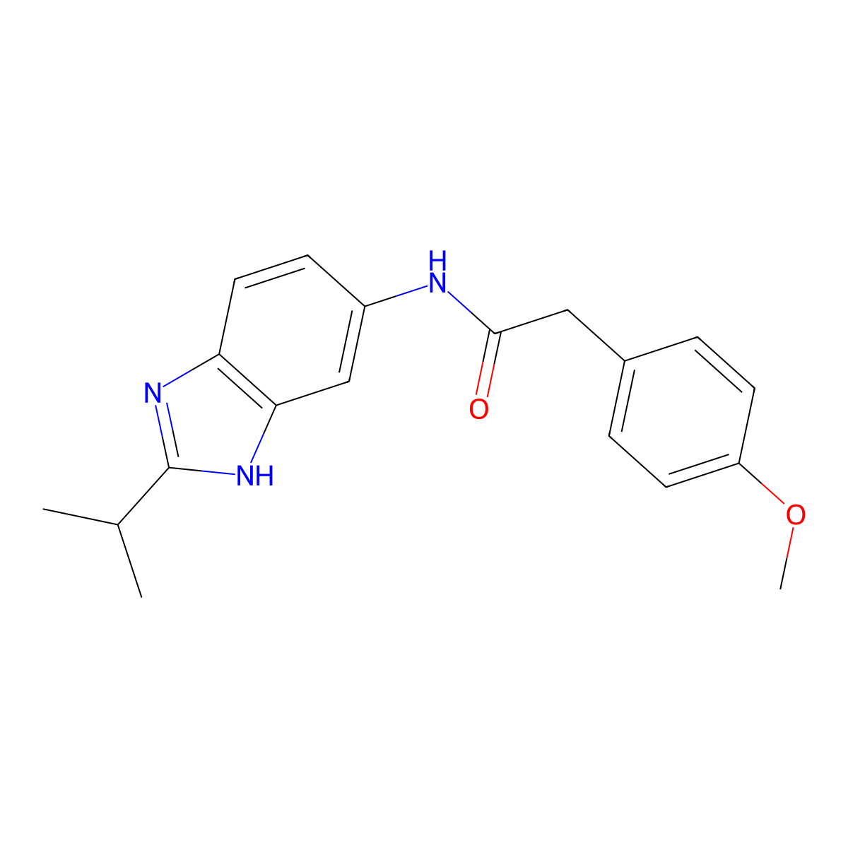 2-(4-methoxyphenyl)-N-[2-(propan-2-yl)-1H-benzimidazol-5-yl]acetamide molecular structure, CAS 1219585-69-9