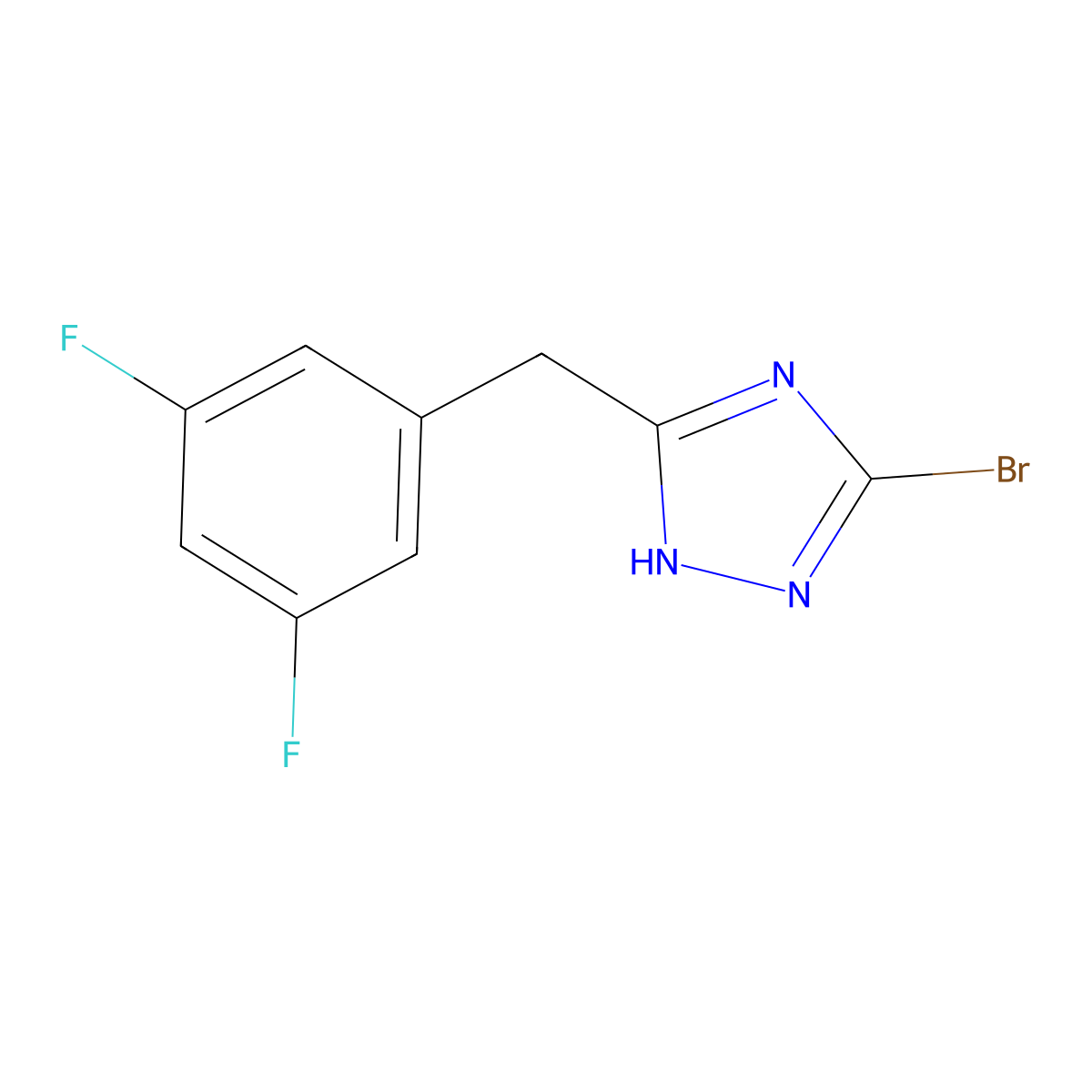 3-bromo-5-(3,5-difluorobenzyl)-1H-1,2,4-triazole molecular structure, CAS 1219585-70-2