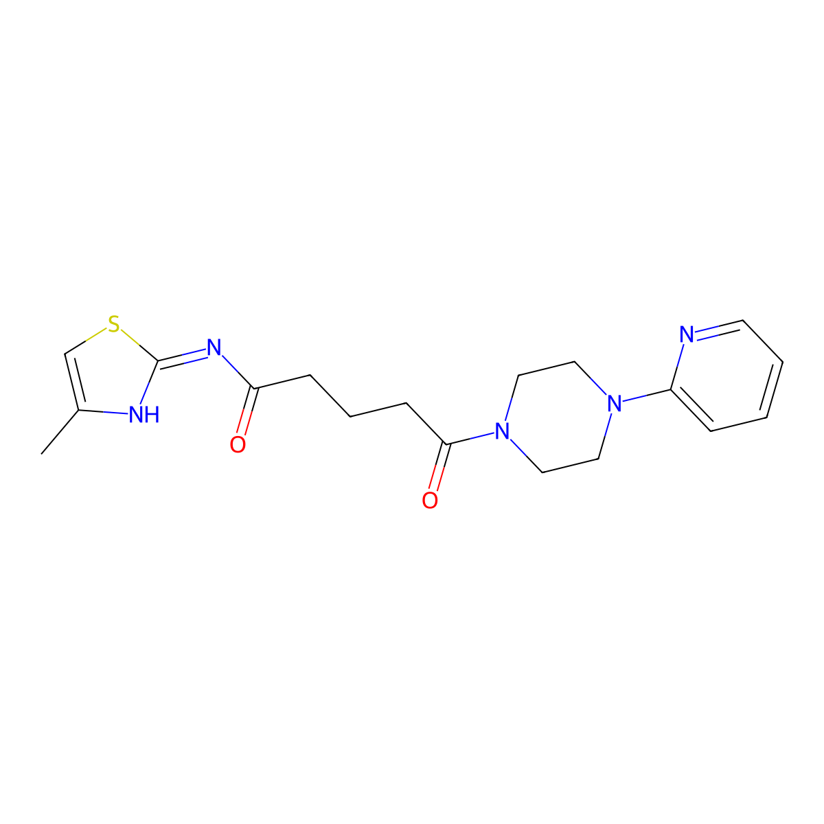 N-[(2E)-4-methyl-1,3-thiazol-2(3H)-ylidene]-5-oxo-5-[4-(pyridin-2-yl)piperazin-1-yl]pentanamide molecular structure, CAS 1219585-78-0