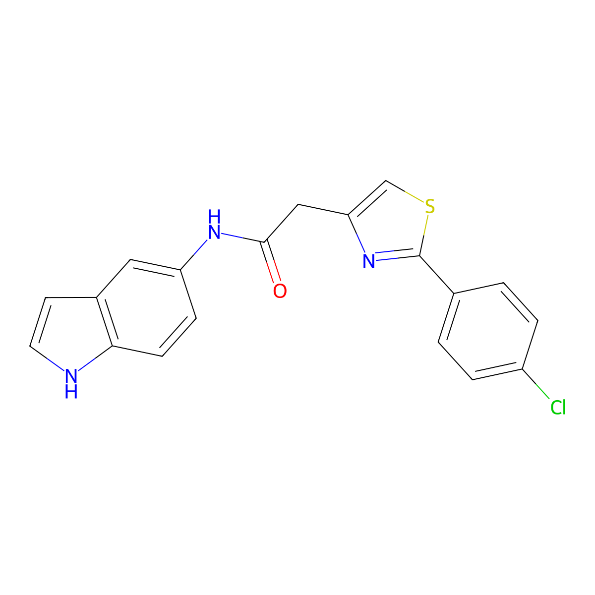 2-[2-(4-chlorophenyl)-1,3-thiazol-4-yl]-N-(1H-indol-5-yl)acetamide molecular structure, CAS 1219585-87-1