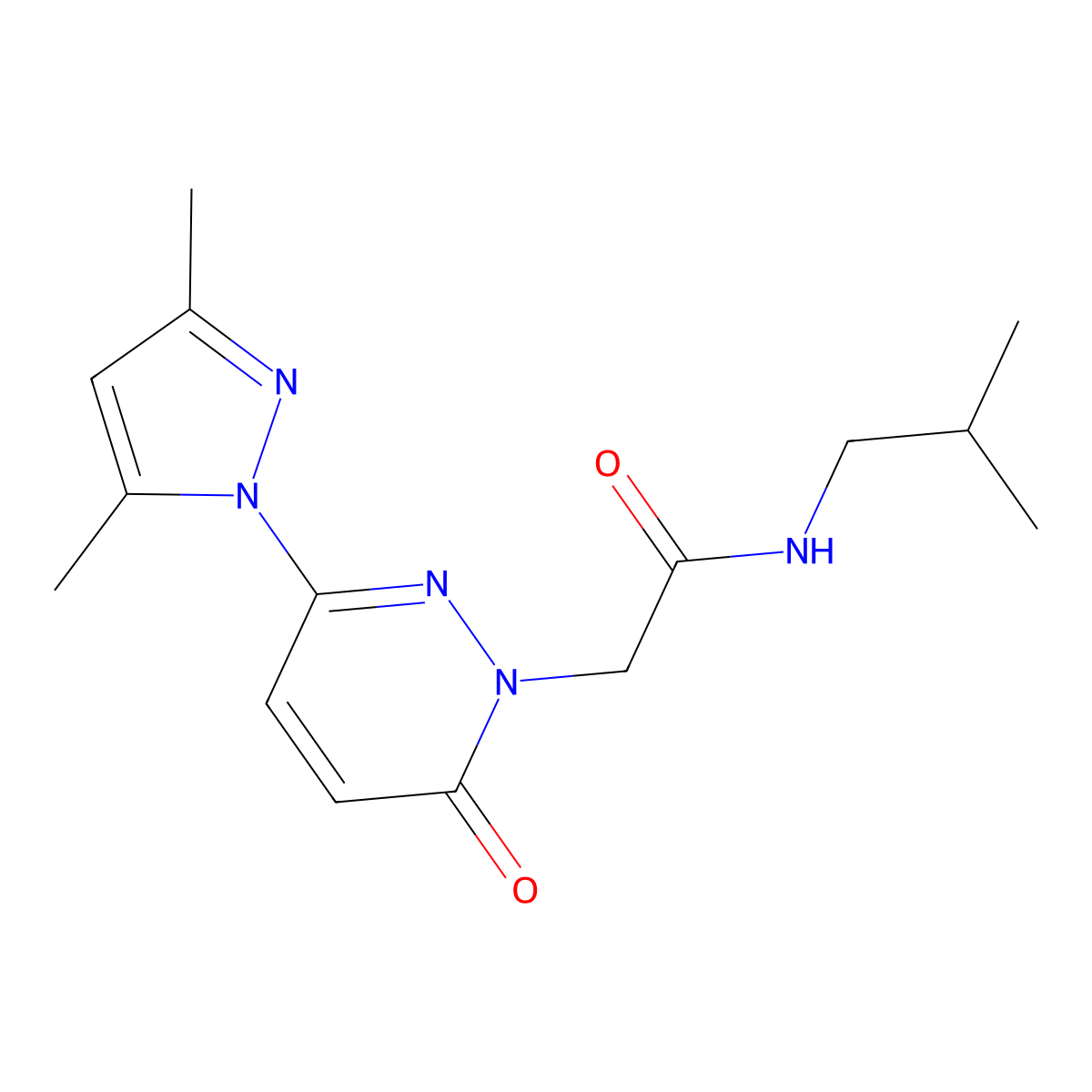 2-[3-(3,5-dimethyl-1H-pyrazol-1-yl)-6-oxopyridazin-1(6H)-yl]-N-(2-methylpropyl)acetamide molecular structure, CAS 1219585-90-6