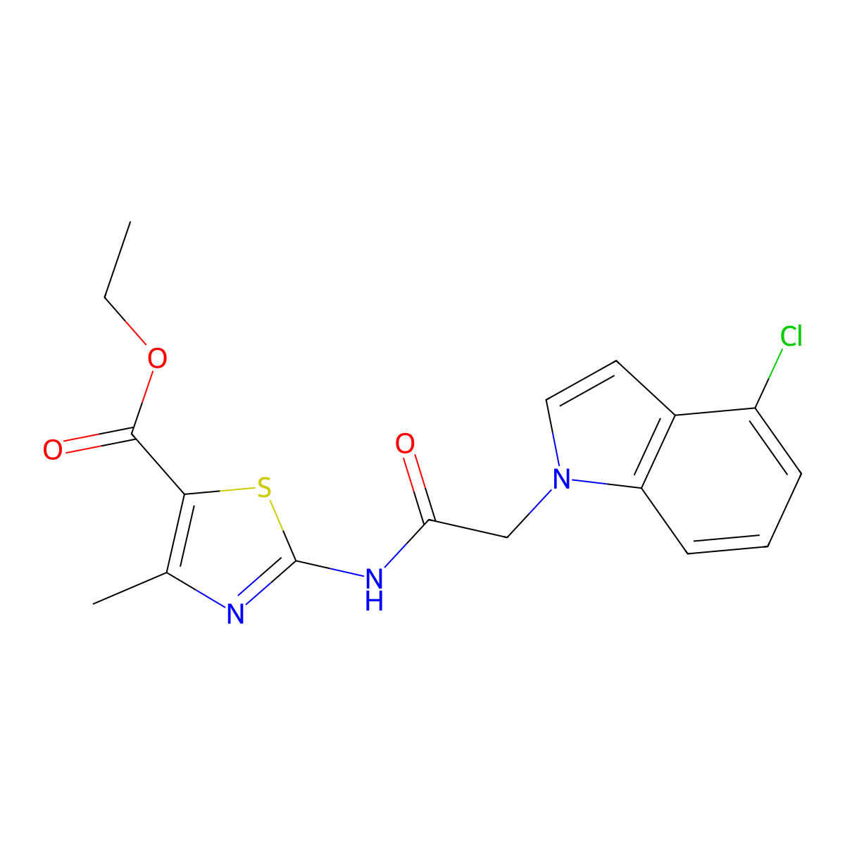 ethyl 2-{[(4-chloro-1H-indol-1-yl)acetyl]amino}-4-methyl-1,3-thiazole-5-carboxylate molecular structure, CAS 1219585-91-7