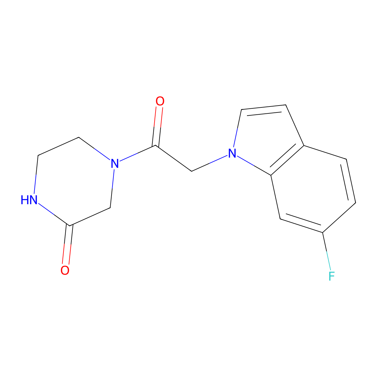 4-[(6-fluoro-1H-indol-1-yl)acetyl]piperazin-2-one molecular structure, CAS 1219585-98-4