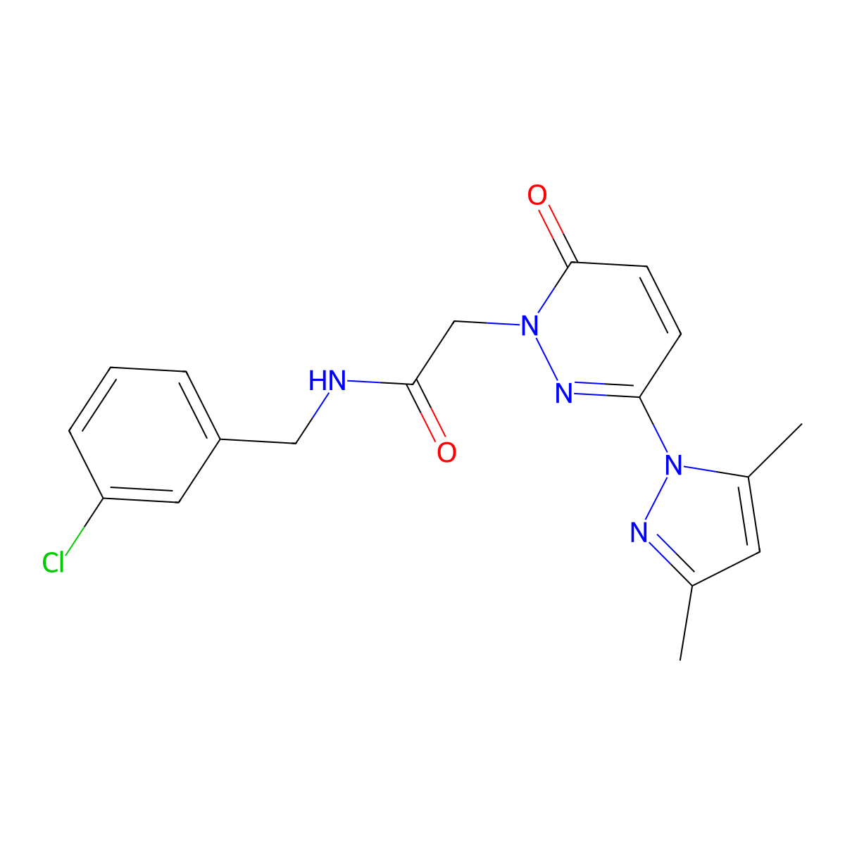 N-(3-chlorobenzyl)-2-[3-(3,5-dimethyl-1H-pyrazol-1-yl)-6-oxopyridazin-1(6H)-yl]acetamide molecular structure, CAS 1219586-04-5