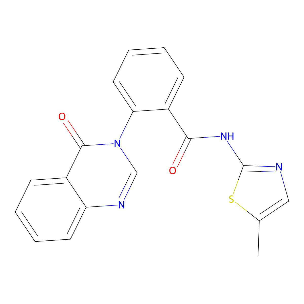 N-(5-methyl-1,3-thiazol-2-yl)-2-(4-oxoquinazolin-3(4H)-yl)benzamide molecular structure, CAS 1219586-50-1