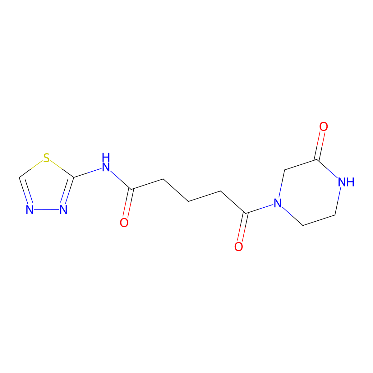 5-oxo-5-(3-oxopiperazin-1-yl)-N-(1,3,4-thiadiazol-2-yl)pentanamide molecular structure, CAS 1219586-59-0
