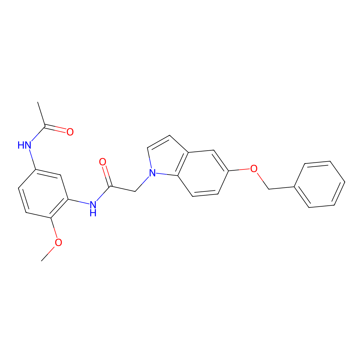 N-[5-(acetylamino)-2-methoxyphenyl]-2-[5-(benzyloxy)-1H-indol-1-yl]acetamide molecular structure, CAS 1219586-69-2