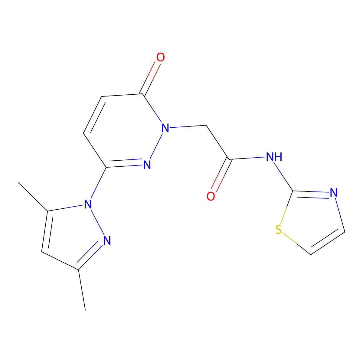 2-[3-(3,5-dimethyl-1H-pyrazol-1-yl)-6-oxopyridazin-1(6H)-yl]-N-(1,3-thiazol-2-yl)acetamide molecular structure, CAS 1219587-36-6