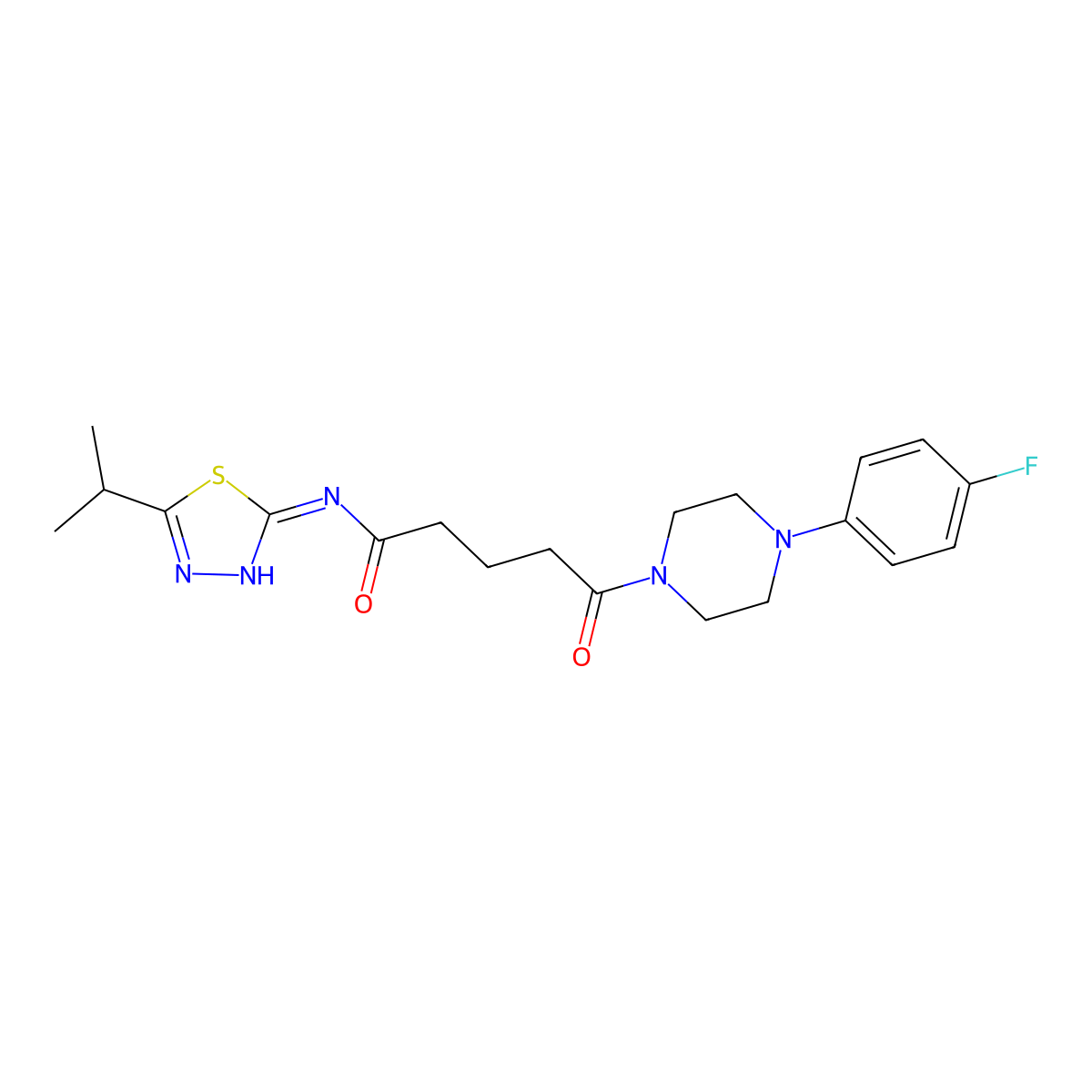 5-[4-(4-fluorophenyl)piperazin-1-yl]-5-oxo-N-[(2E)-5-(propan-2-yl)-1,3,4-thiadiazol-2(3H)-ylidene]pentanamide molecular structure, CAS 1219587-52-6