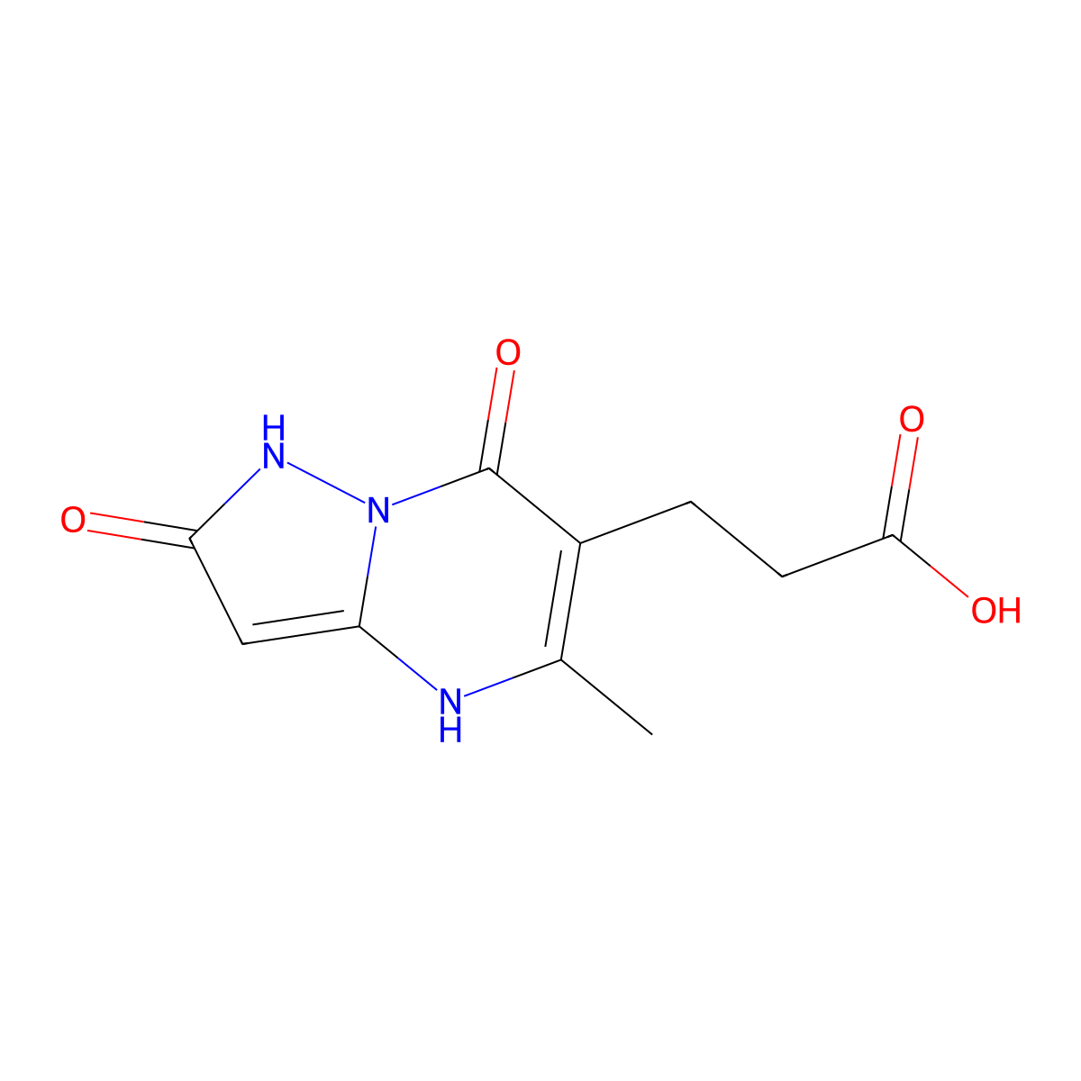 3-(5-Methyl-2,7-dioxo-1,2,4,7-tetrahydropyrazolo[1,5-a]pyrimidin-6-yl)propanoic acid molecular structure, CAS 1219587-58-2