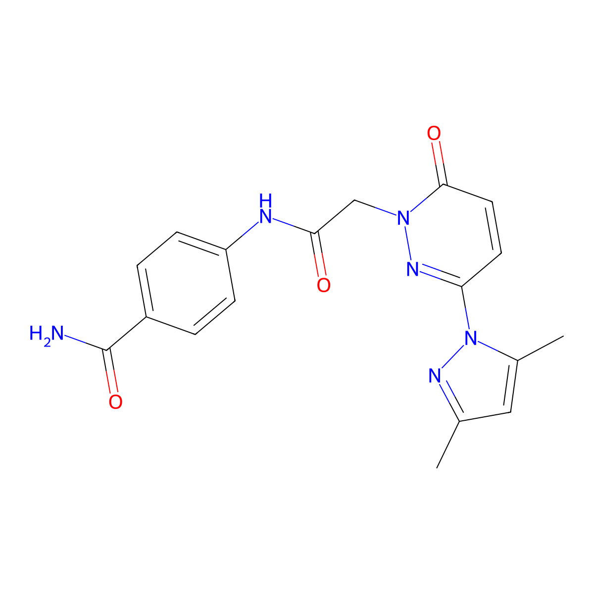 4-({[3-(3,5-dimethyl-1H-pyrazol-1-yl)-6-oxopyridazin-1(6H)-yl]acetyl}amino)benzamide molecular structure, CAS 1219587-59-3
