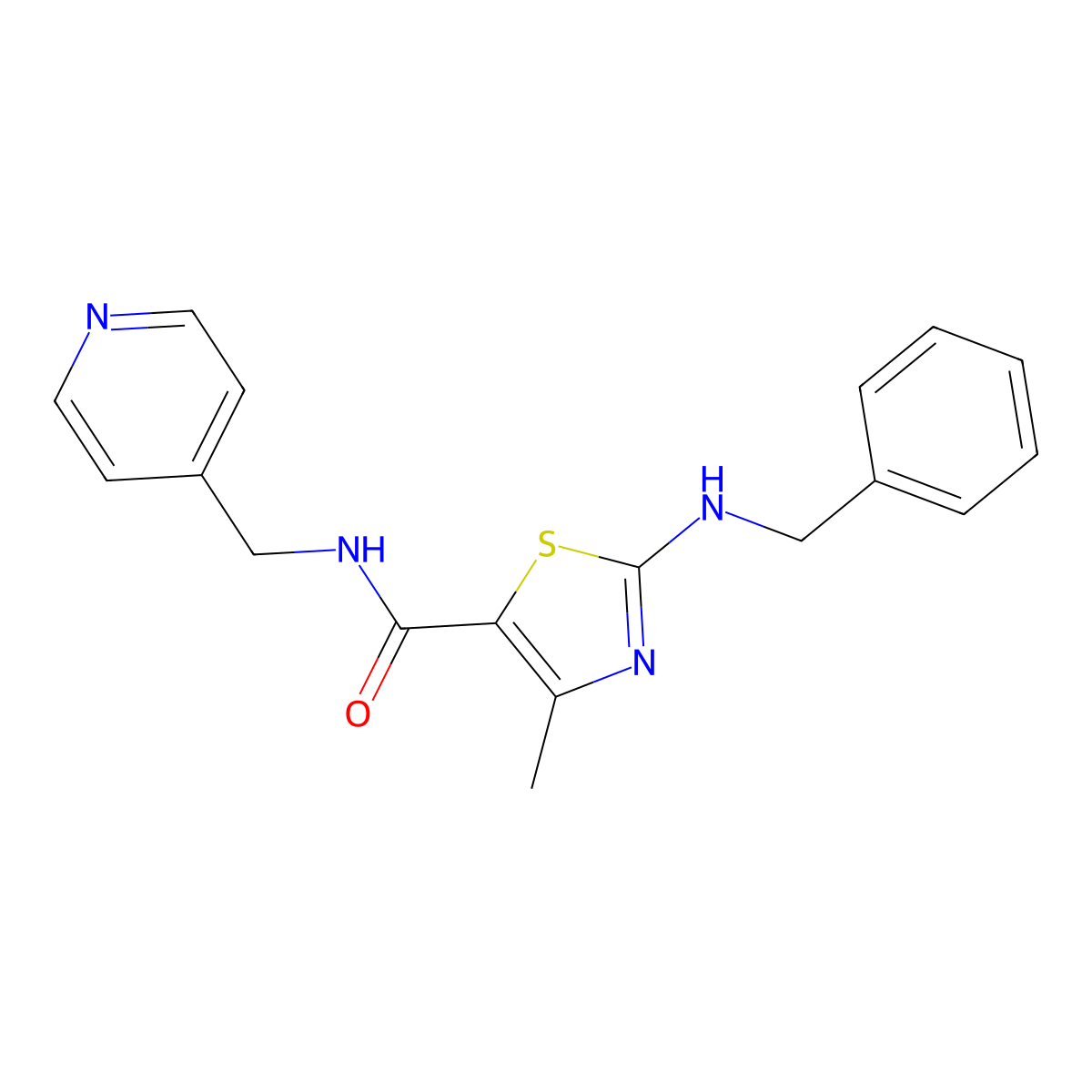 2-(benzylamino)-4-methyl-N-(pyridin-4-ylmethyl)-1,3-thiazole-5-carboxamide molecular structure, CAS 1219587-60-6