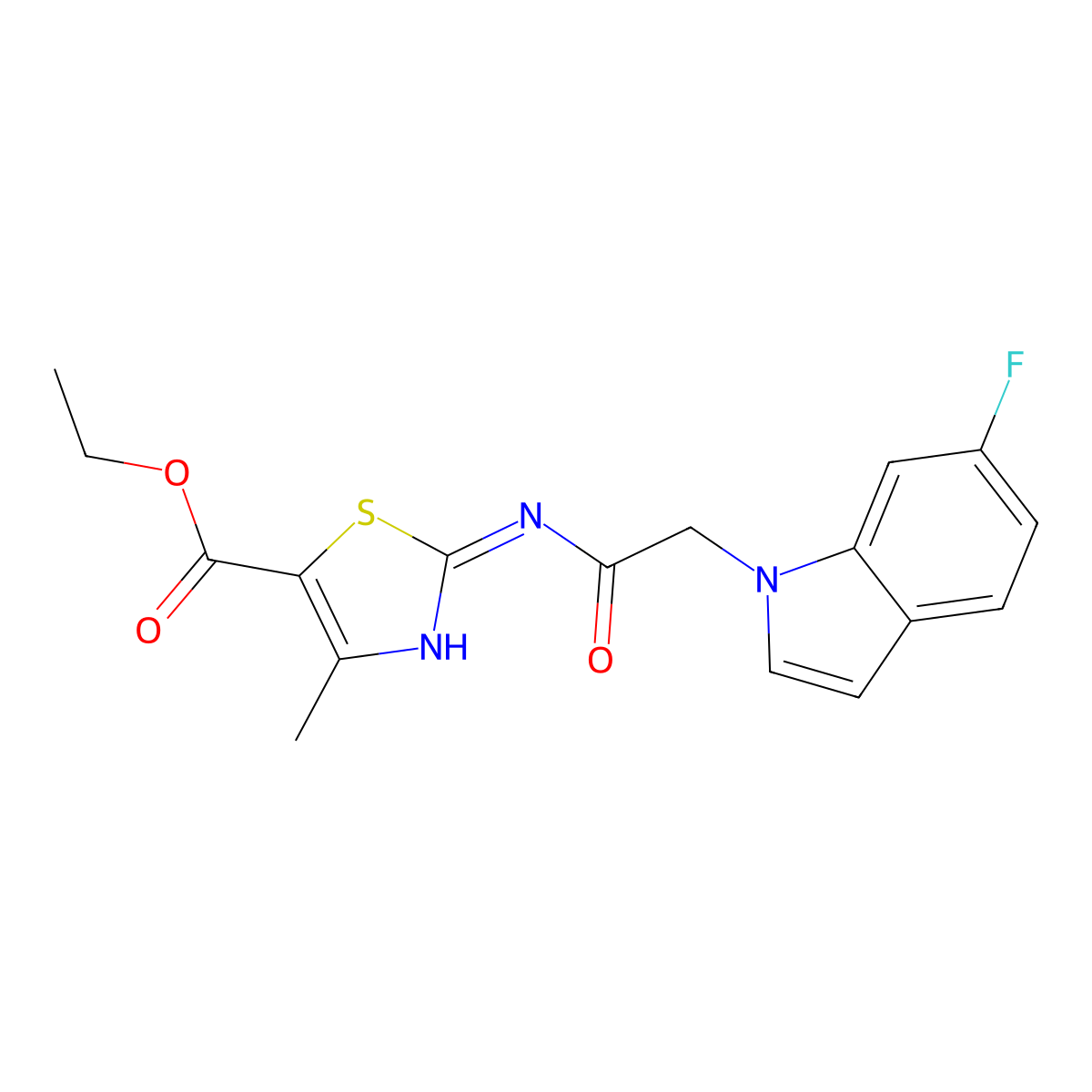 ethyl 2-{[(6-fluoro-1H-indol-1-yl)acetyl]amino}-4-methyl-1,3-thiazole-5-carboxylate molecular structure, CAS 1219587-96-8
