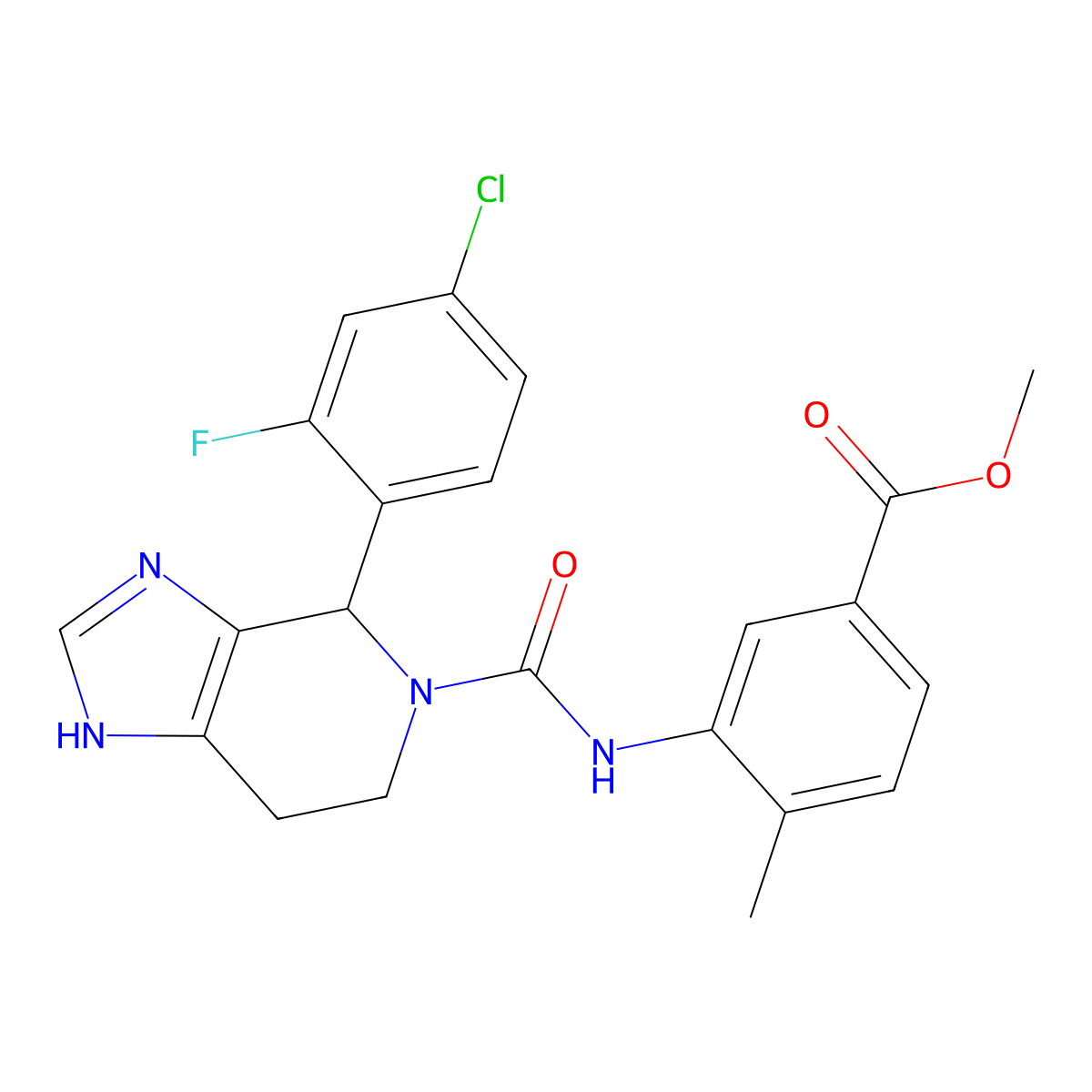 methyl 3-({[4-(4-chloro-2-fluorophenyl)-1,4,6,7-tetrahydro-5H-imidazo[4,5-c]pyridin-5-yl]carbonyl}amino)-4-methylbenzoate molecular structure, CAS 1219588-16-5