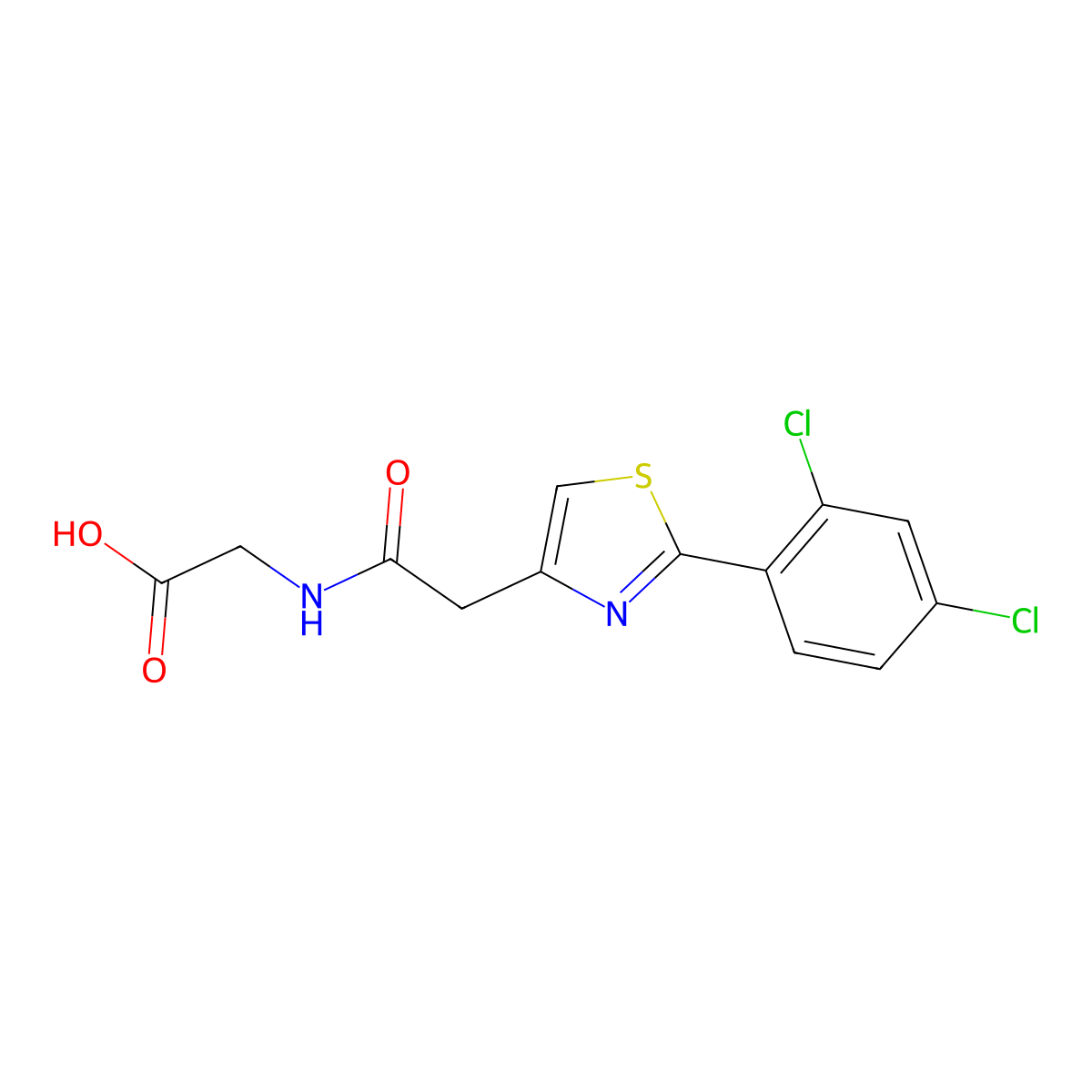 N-{[2-(2,4-dichlorophenyl)-1,3-thiazol-4-yl]acetyl}glycine molecular structure, CAS 1219588-20-1