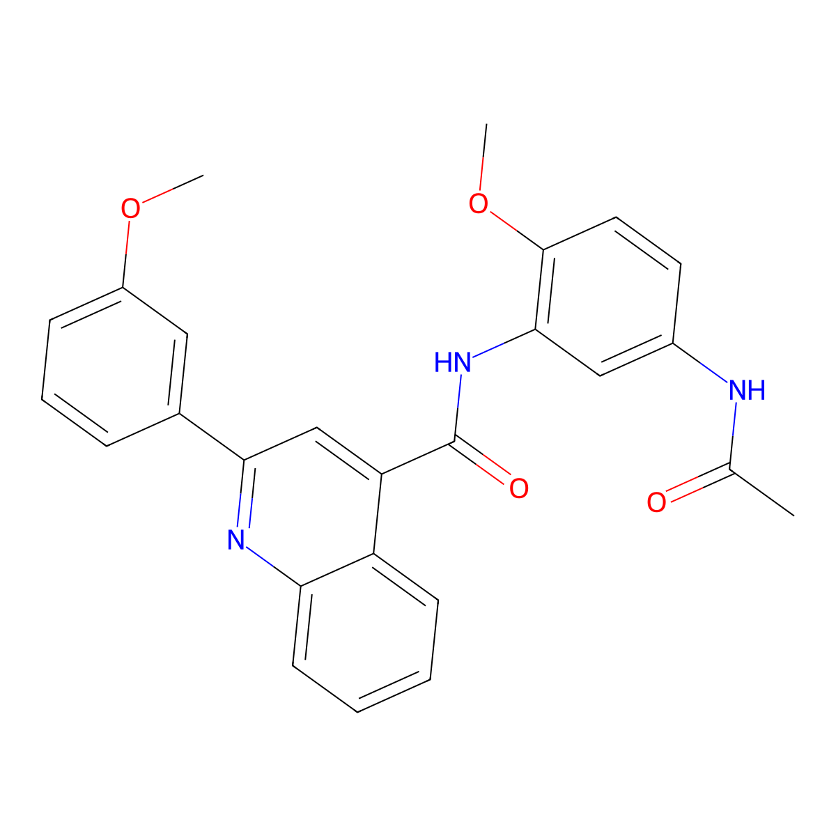 N-[5-(acetylamino)-2-methoxyphenyl]-2-(3-methoxyphenyl)quinoline-4-carboxamide molecular structure, CAS 1219588-28-9