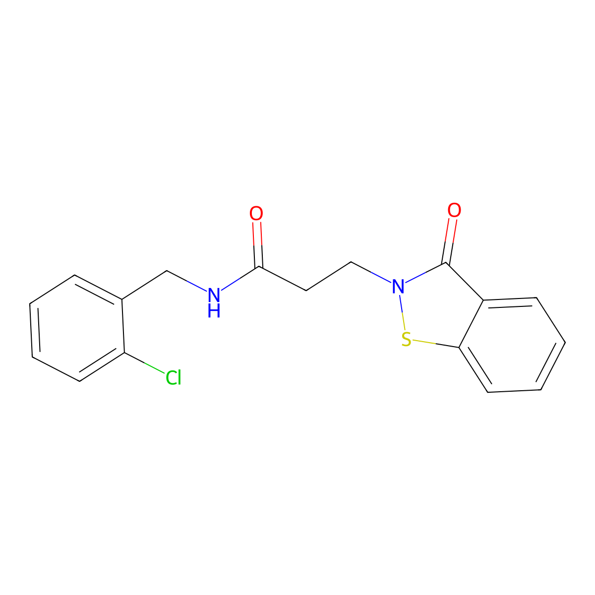 N-(2-chlorobenzyl)-3-(3-oxo-1,2-benzothiazol-2(3H)-yl)propanamide molecular structure, CAS 1219588-31-4
