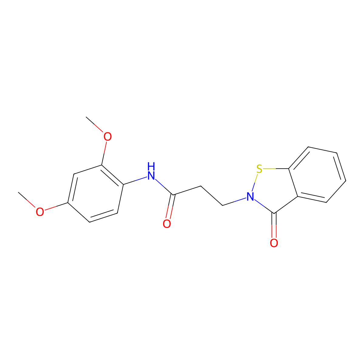 N-(2,4-dimethoxyphenyl)-3-(3-oxo-1,2-benzothiazol-2(3H)-yl)propanamide molecular structure, CAS 1219588-42-7