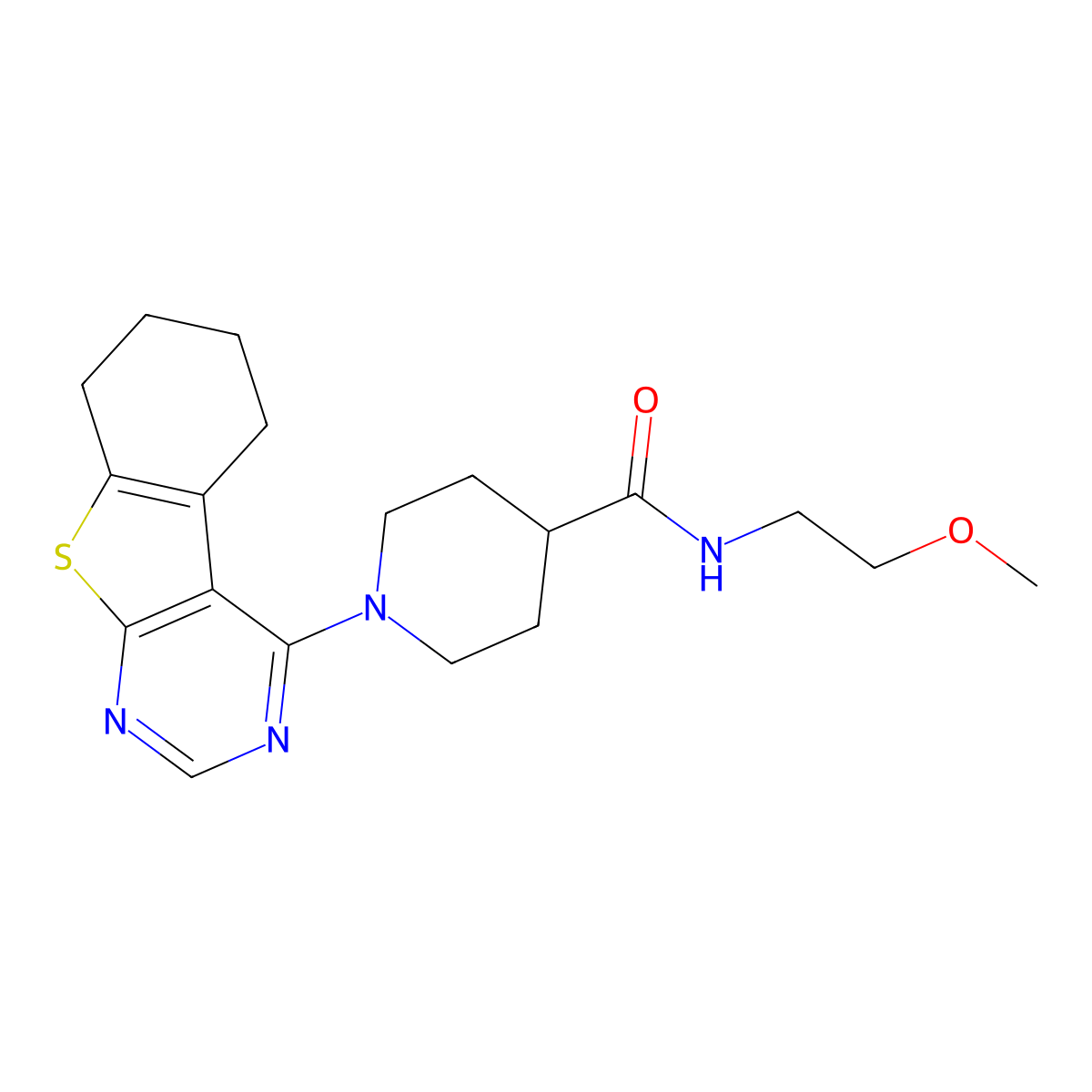 N-(2-methoxyethyl)-1-(5,6,7,8-tetrahydro[1]benzothieno[2,3-d]pyrimidin-4-yl)piperidine-4-carboxamide molecular structure, CAS 1219588-47-2
