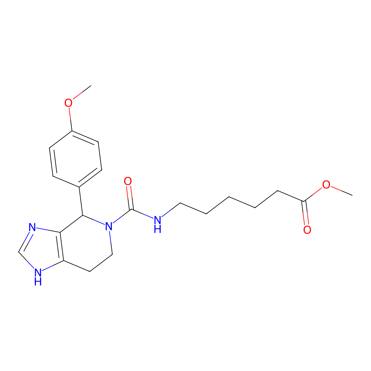 methyl 6-(4-(4-methoxyphenyl)-4,5,6,7-tetrahydro-3H-imidazo[4,5-c]pyridine-5-carboxamido)hexanoate molecular structure, CAS 1219588-48-3