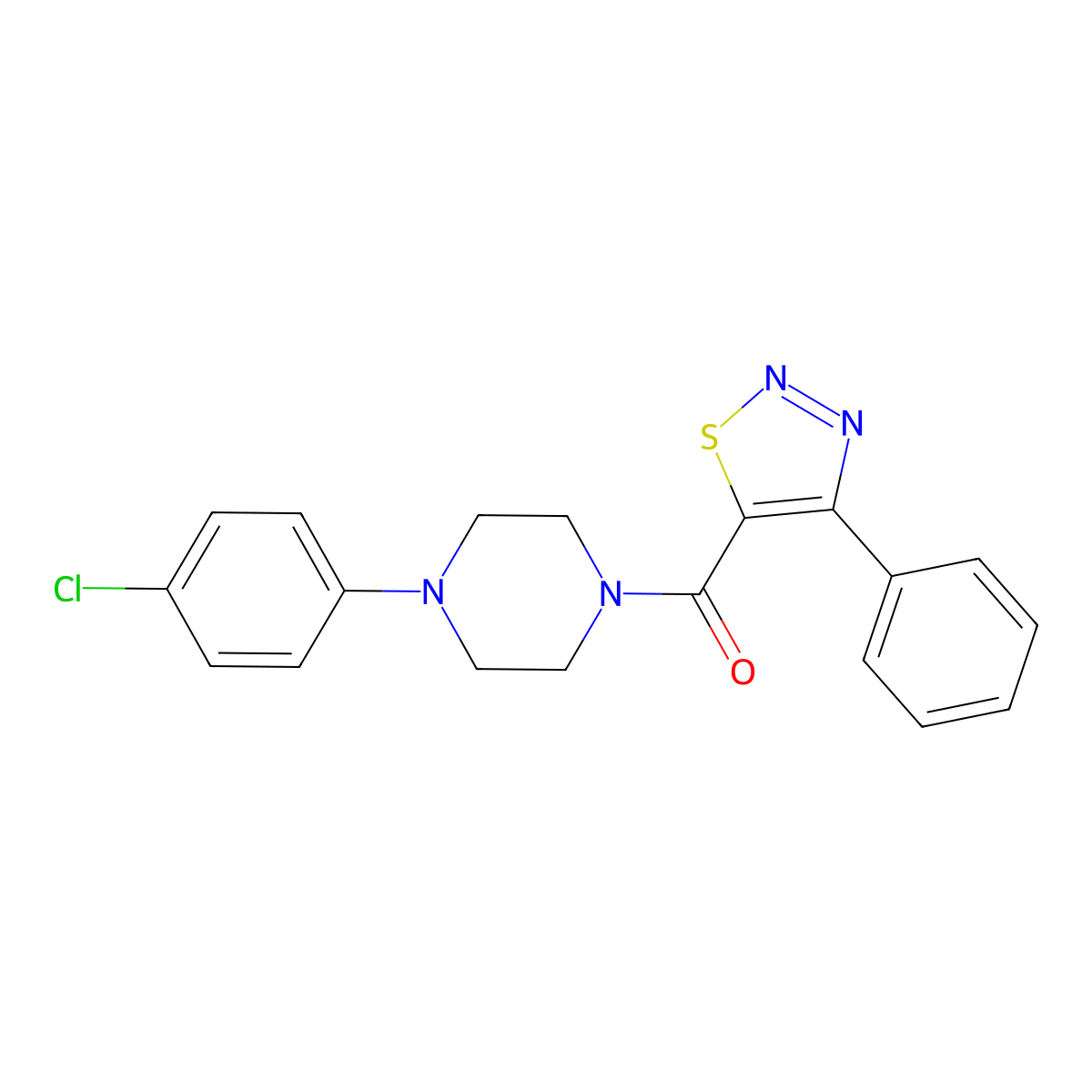 [4-(4-Chlorophenyl)piperazin-1-yl](4-phenyl-1,2,3-thiadiazol-5-yl)methanone molecular structure, CAS 1219588-50-7