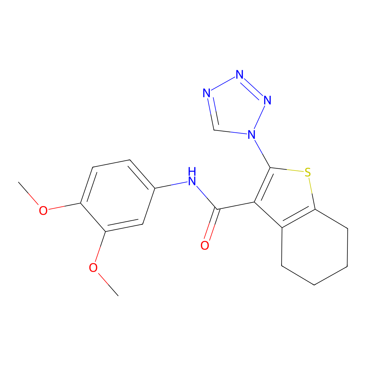 N-(3,4-dimethoxyphenyl)-2-(1H-tetrazol-1-yl)-4,5,6,7-tetrahydro-1-benzothiophene-3-carboxamide molecular structure, CAS 1219588-63-2