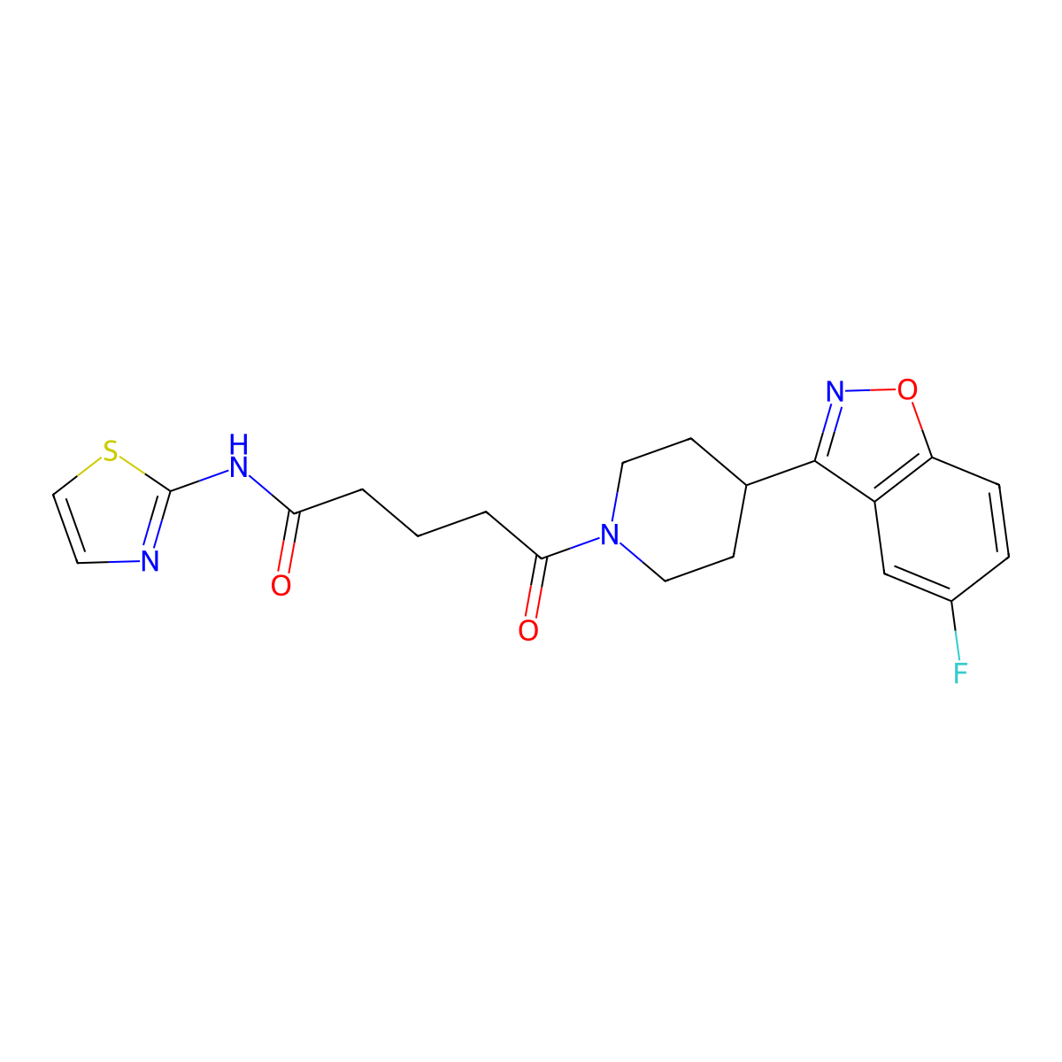 5-[4-(5-fluoro-1,2-benzoxazol-3-yl)piperidin-1-yl]-5-oxo-N-(1,3-thiazol-2-yl)pentanamide molecular structure, CAS 1219588-77-8