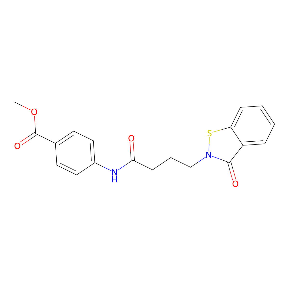 methyl 4-{[4-(3-oxo-1,2-benzothiazol-2(3H)-yl)butanoyl]amino}benzoate molecular structure, CAS 1219588-90-5