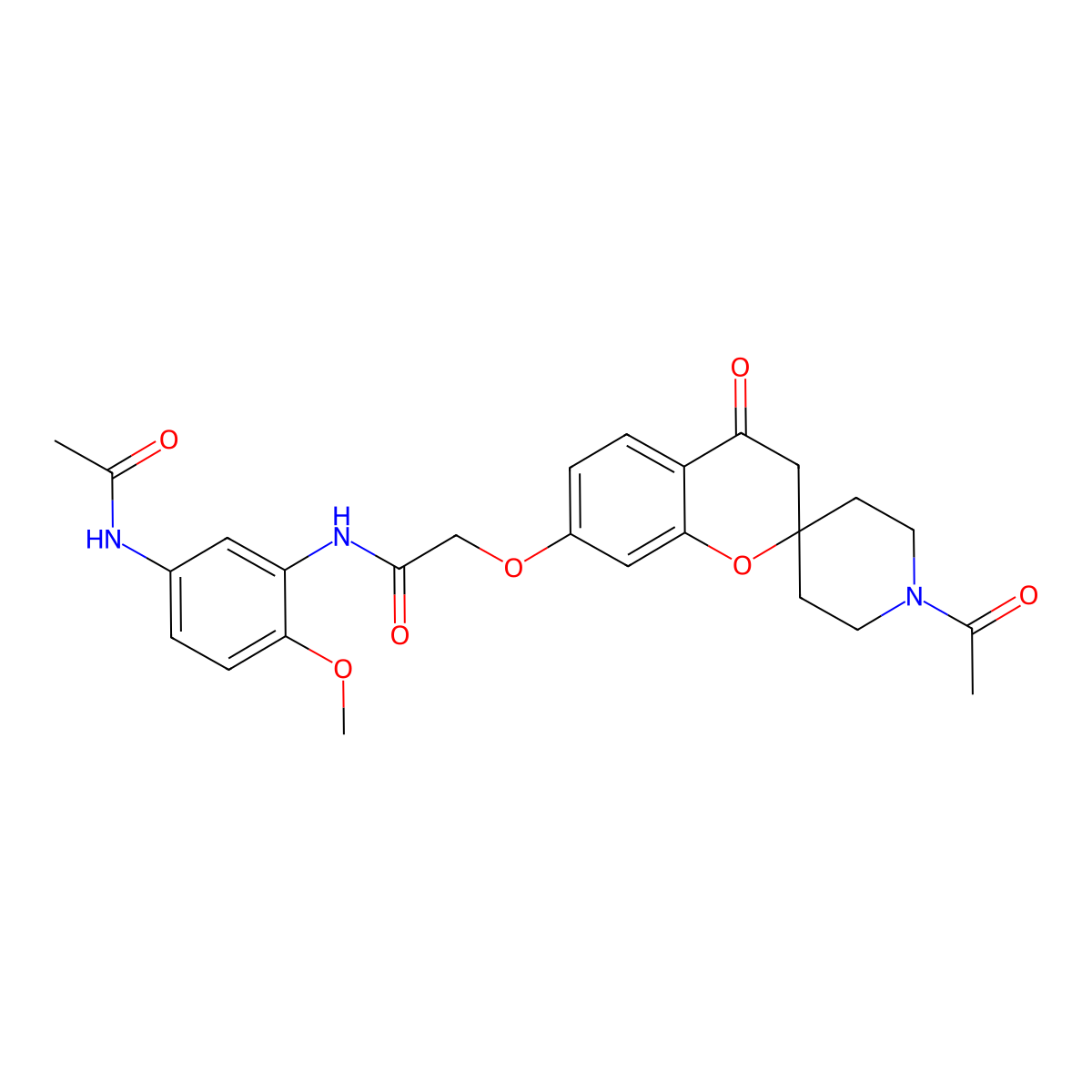 N-[5-(acetylamino)-2-methoxyphenyl]-2-[(1'-acetyl-4-oxo-3,4-dihydrospiro[chromene-2,4'-piperidin]-7-yl)oxy]acetamide molecular structure, CAS 1219588-94-9
