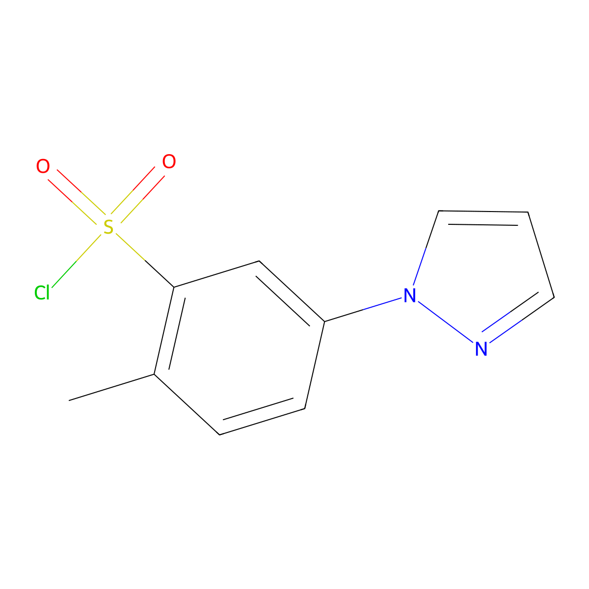 2-methyl-5-(1H-pyrazol-1-yl)benzenesulfonyl chloride molecular structure, CAS 1219589-06-6