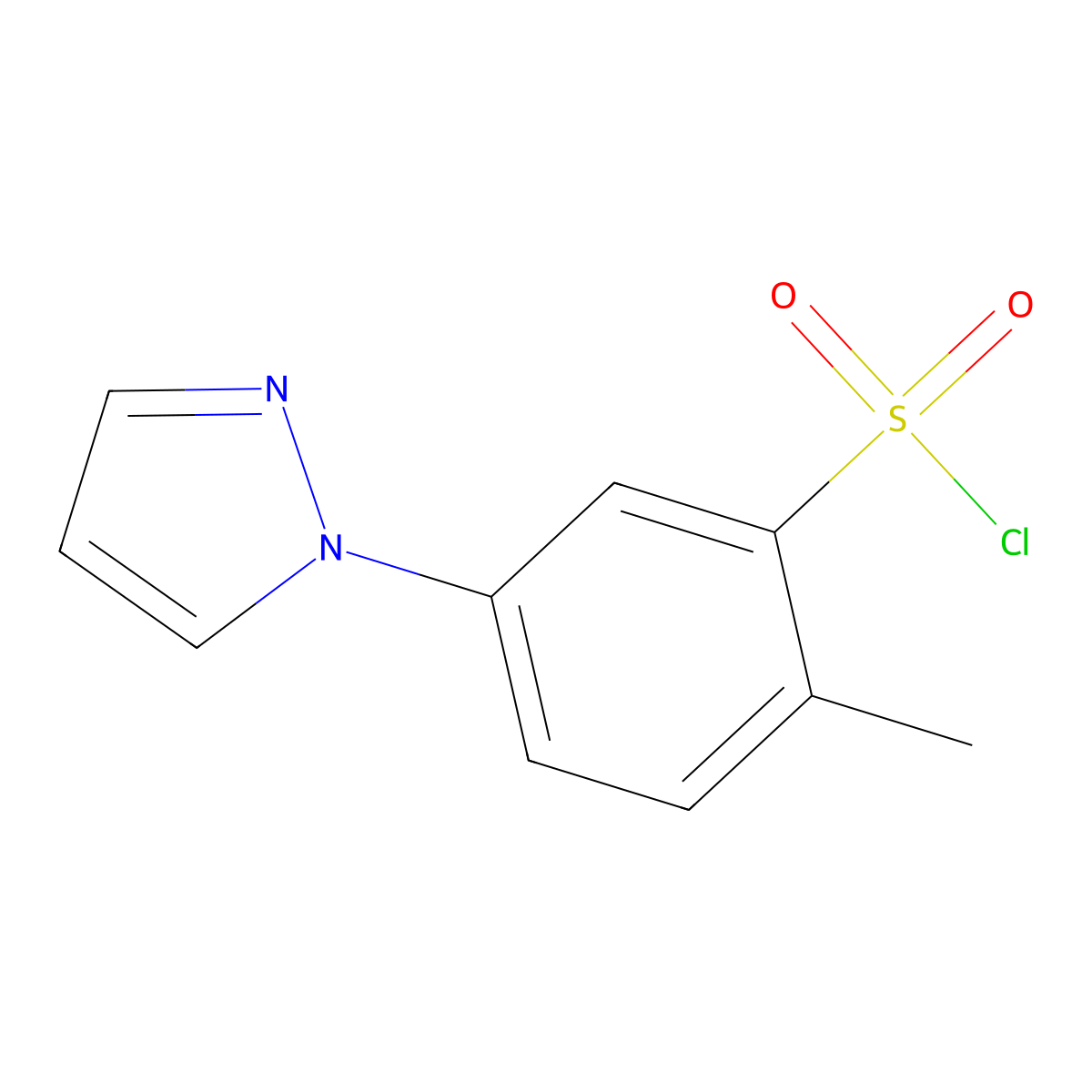 2-methyl-5-(1H-pyrazol-1-yl)benzenesulfonyl chloride molecular structure, CAS 1219589-06-6