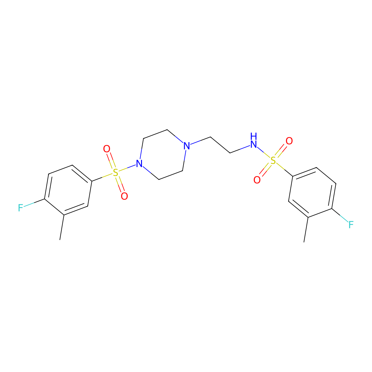 4-fluoro-N-(2-{4-[(4-fluoro-3-methylphenyl)sulfonyl]-1-piperazinyl}ethyl)-3-methylbenzenesulfonamide molecular structure, CAS 1219589-49-7