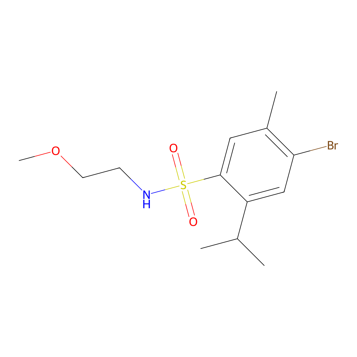 4-bromo-2-isopropyl-N-(2-methoxyethyl)-5-methylbenzenesulfonamide molecular structure, CAS 1219589-62-4