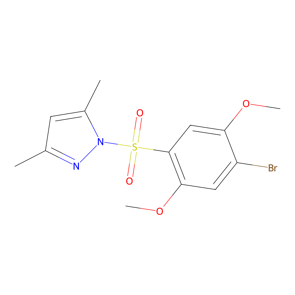 1-(4-bromo-2,5-dimethoxybenzenesulfonyl)-3,5-dimethyl-1H-pyrazole molecular structure, CAS 1219589-67-9