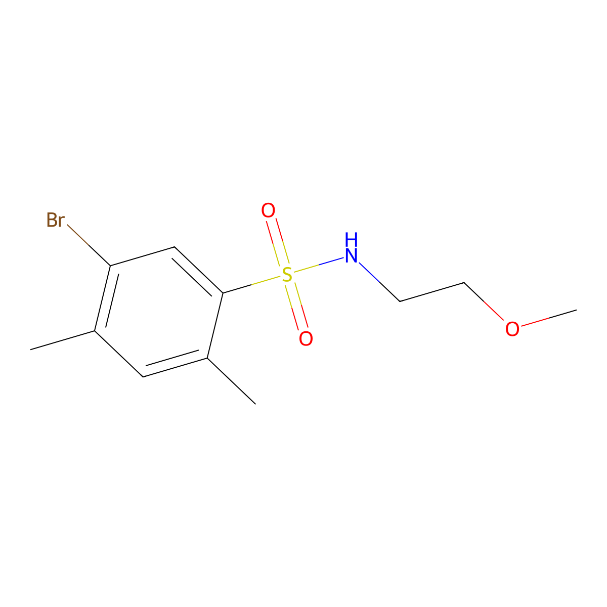 5-bromo-N-(2-methoxyethyl)-2,4-dimethylbenzenesulfonamide molecular structure, CAS 1219589-69-1