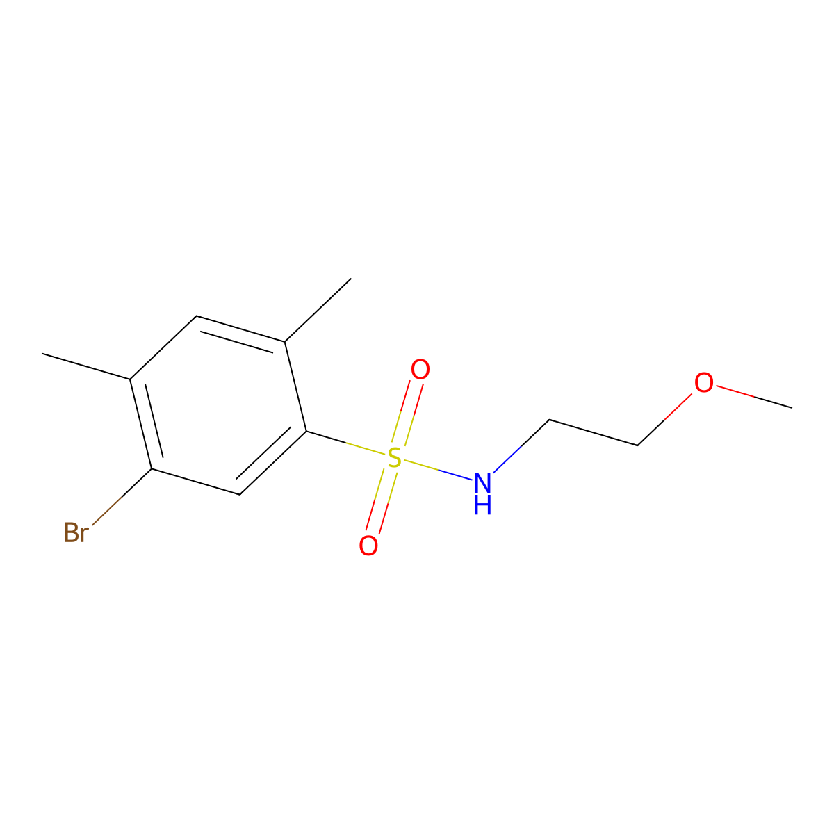 5-bromo-N-(2-methoxyethyl)-2,4-dimethylbenzenesulfonamide molecular structure, CAS 1219589-69-1