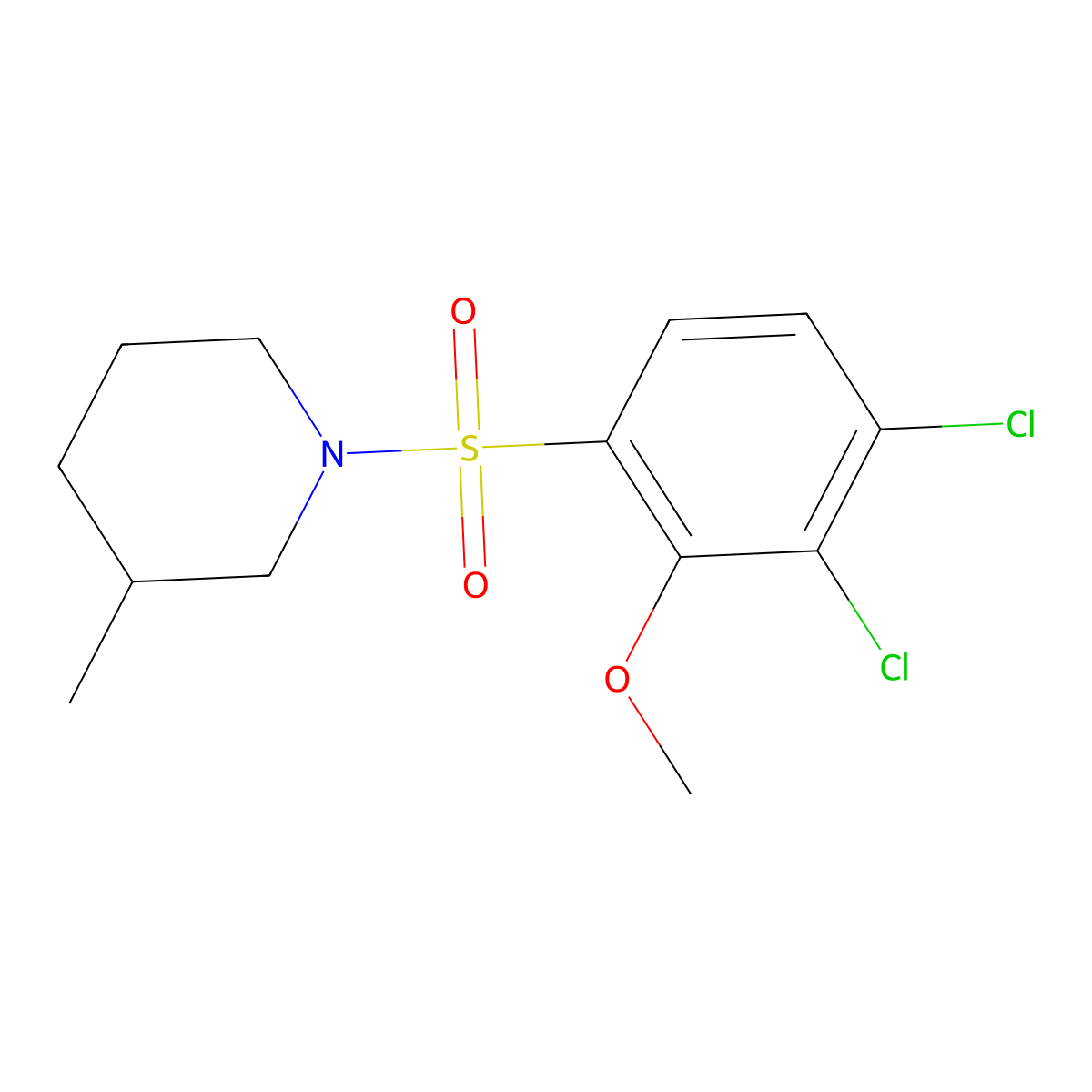 1-(3,4-Dichloro-2-methoxybenzenesulfonyl)-3-methylpiperidine molecular structure, CAS 1219589-77-1