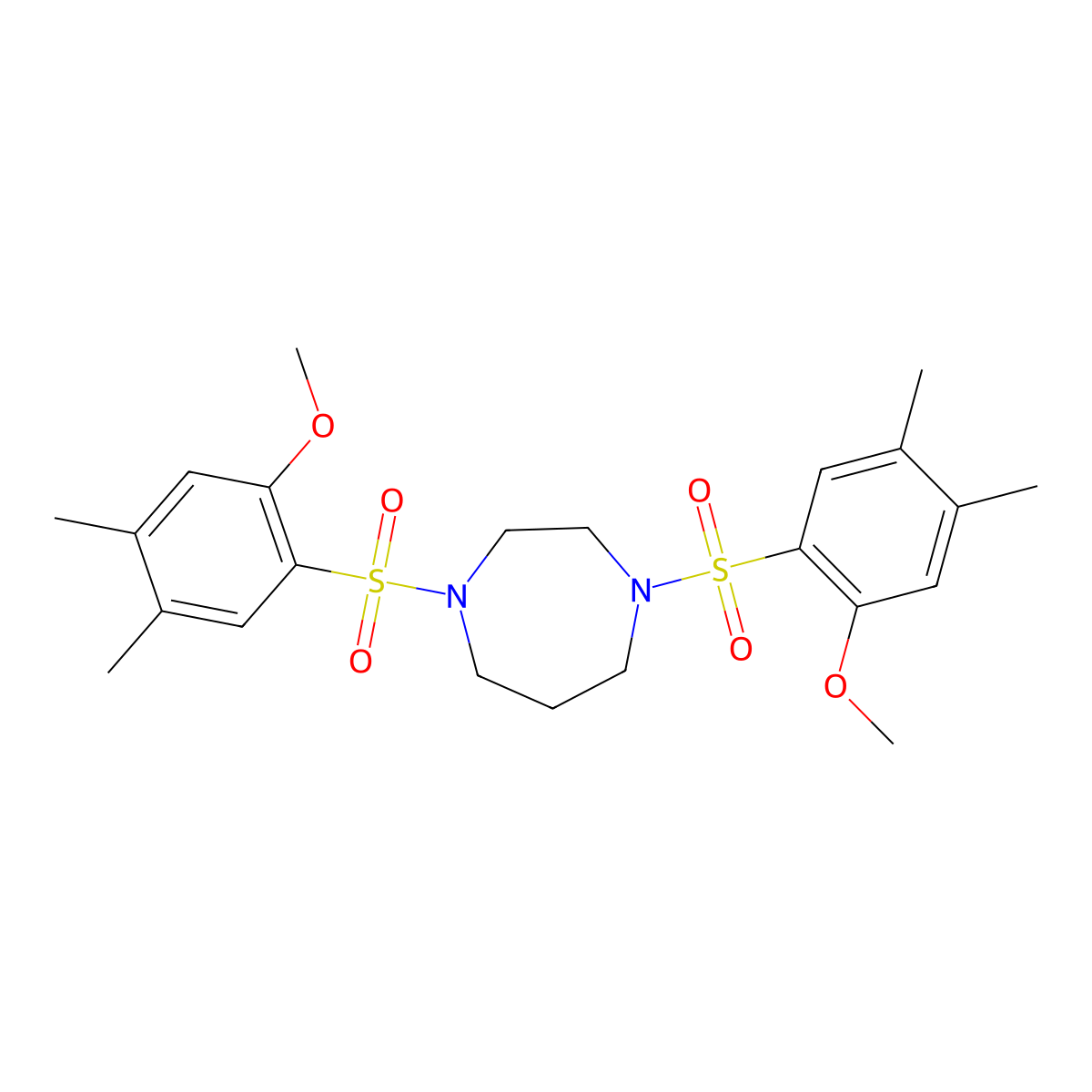 1,4-Bis(2-methoxy-4,5-dimethylbenzenesulfonyl)-1,4-diazepane molecular structure, CAS 1219589-78-2
