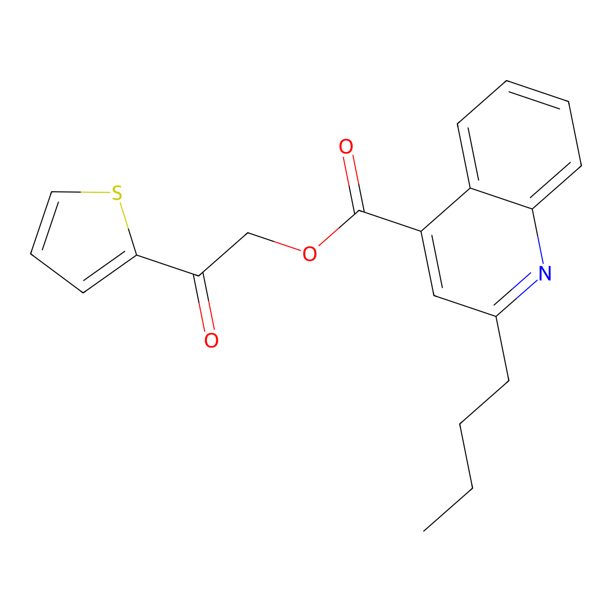 2-Oxo-2-(2-thienyl)ethyl 2-butyl-4-quinolinecarboxylate molecular structure, CAS 1219589-87-3