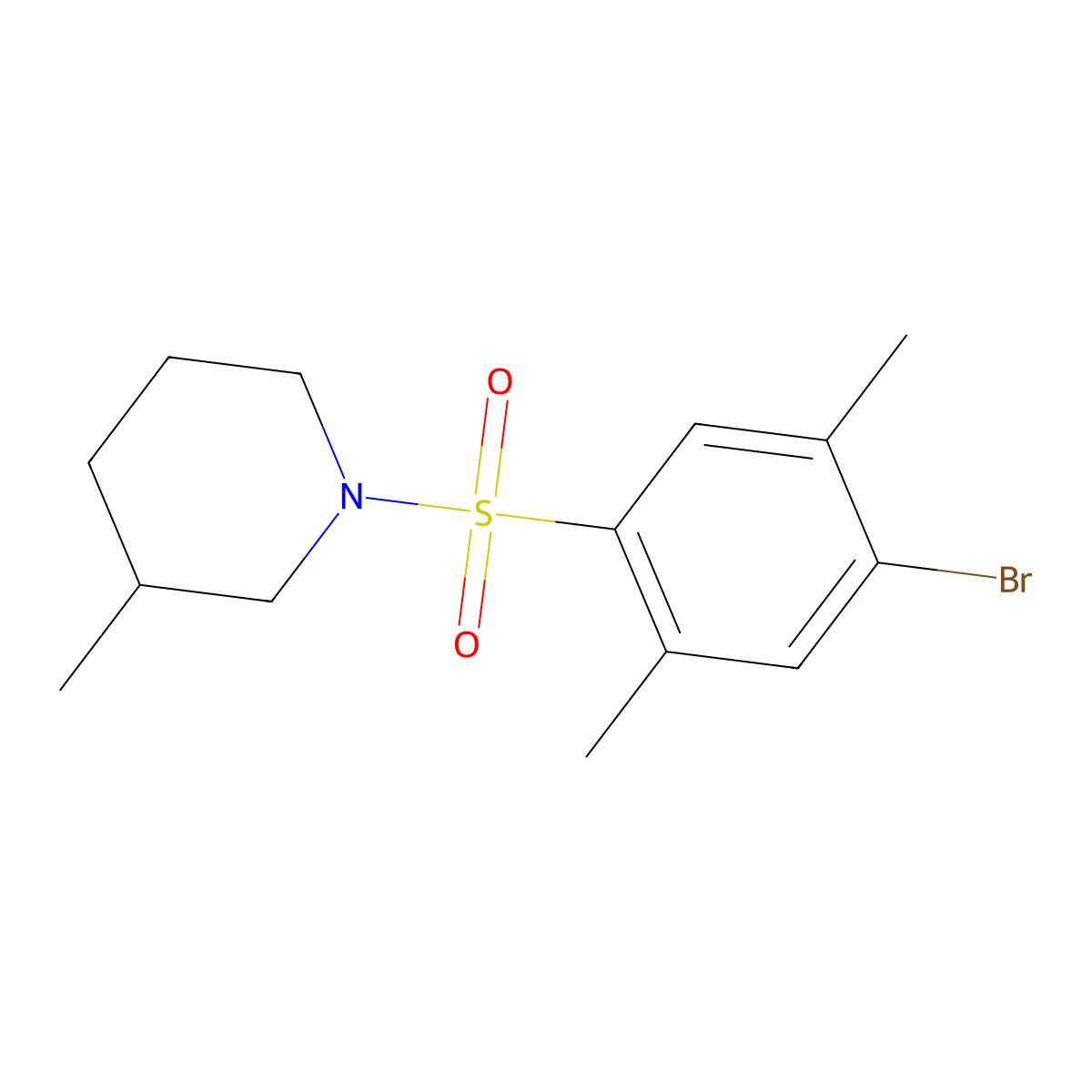 1-[(4-Bromo-2,5-dimethylphenyl)sulfonyl]-3-methylpiperidine molecular structure, CAS 1219589-91-9