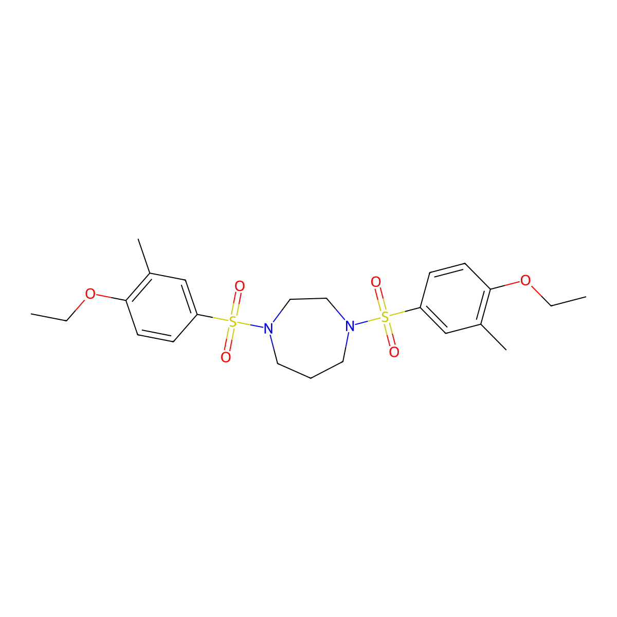 1,4-Bis(4-ethoxy-3-methylbenzenesulfonyl)-1,4-diazepane molecular structure, CAS 1219589-93-1
