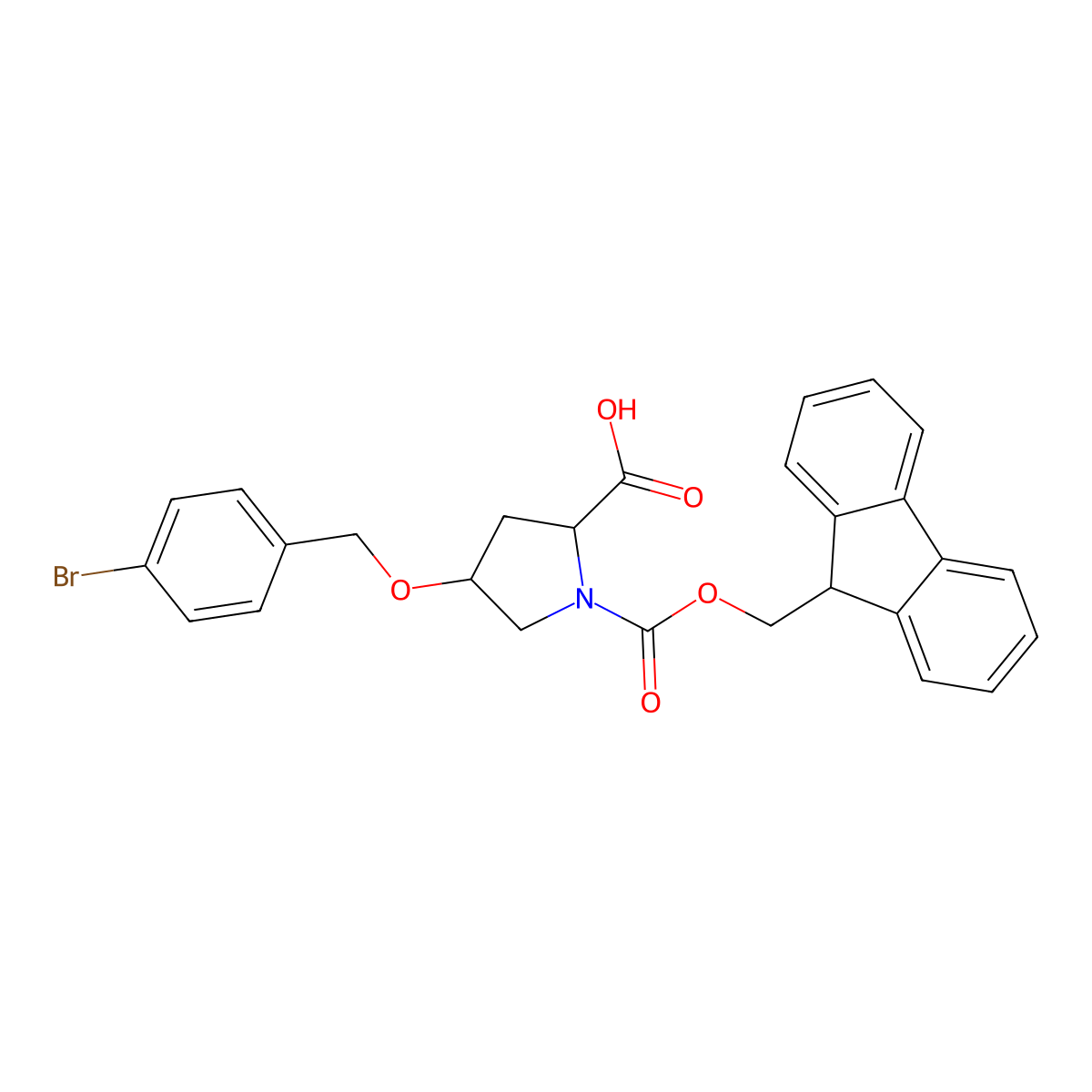 (4R)-1-Fmoc-4-(4-bromobenzyloxy)-L-proline molecular structure, CAS 1219608-86-2