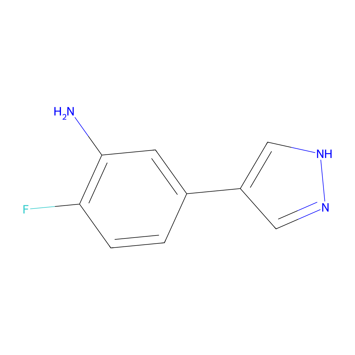 2-fluoro-5-(1H-pyrazol-4-yl)aniline molecular structure, CAS 1219622-94-2