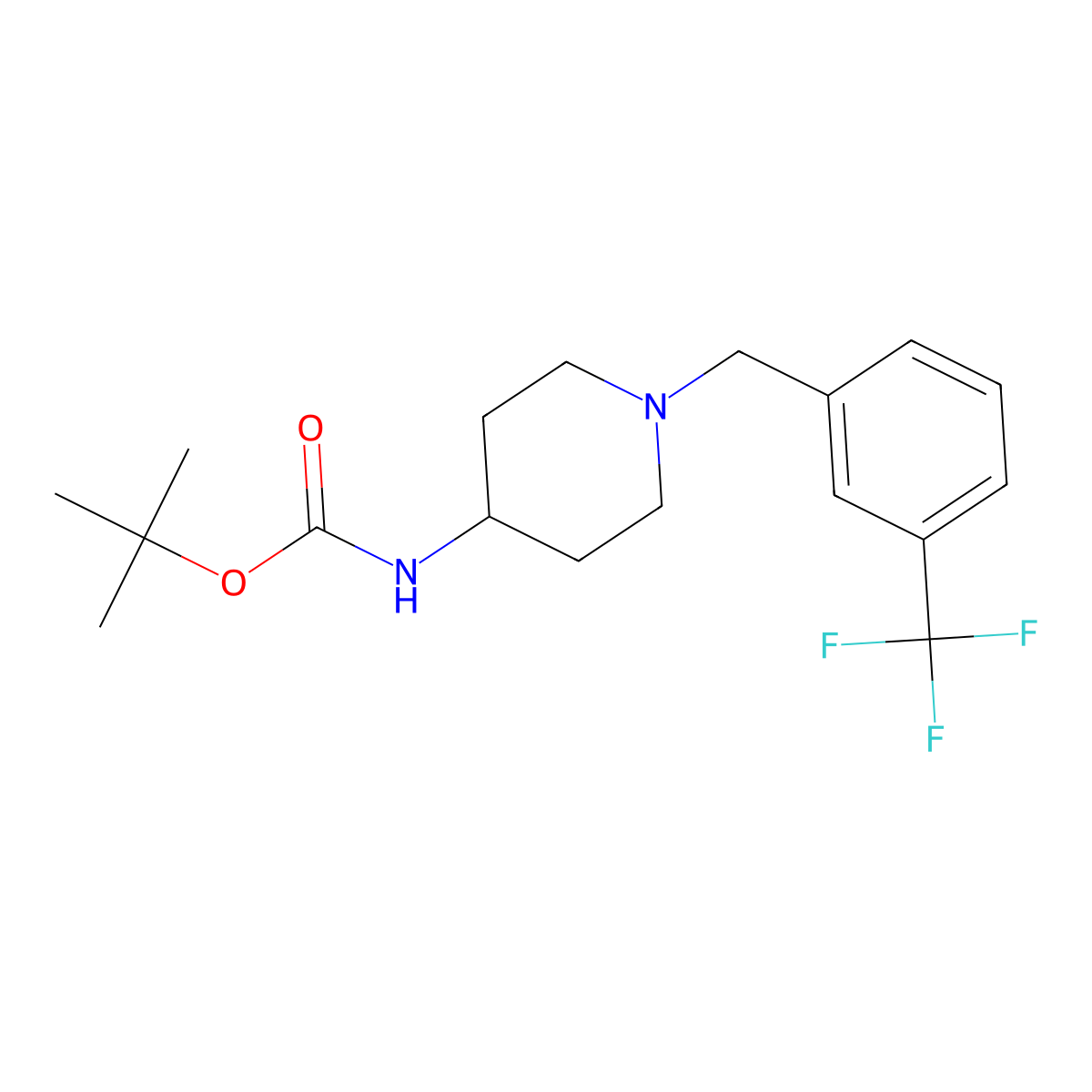 tert-Butyl 1-[3-(trifluoromethyl)benzyl]piperidin-4-ylcarbamate molecular structure, CAS 1219623-99-0
